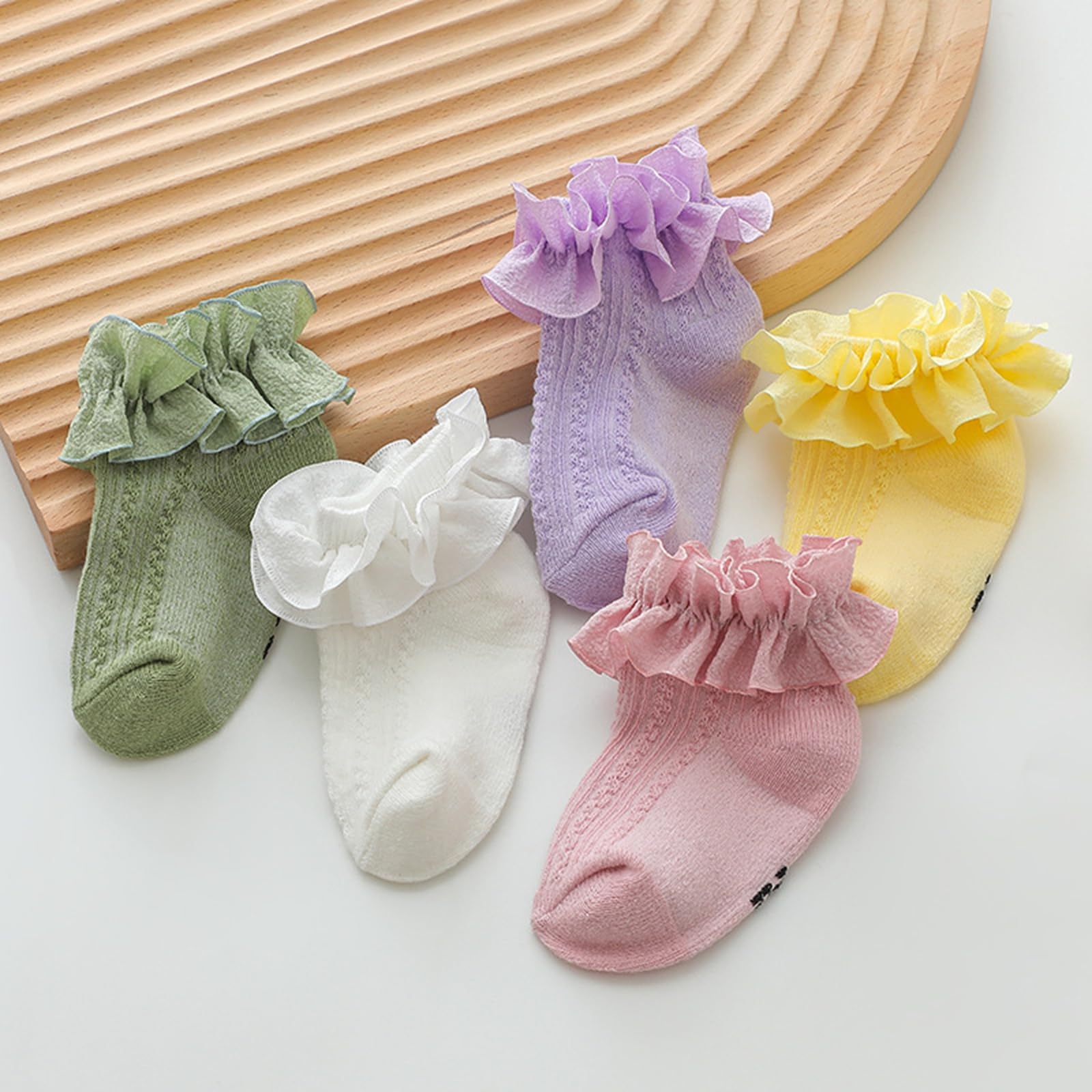 Toddler Girls Ruffle Socks - Newborn Baby Cotton Lace Frilly Ankle Socks | Cute Princess Style Dress Socks (1 Pack) | Perfect for Parties, Photoshoots & Special Occasions