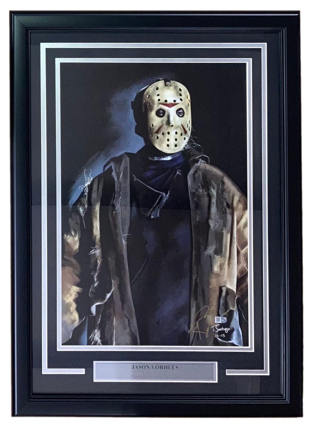 Jason Voorhees Framed 13x19 Friday The 13th Horror Movie Poster - Signed by Tony Santiago - Perfect for Halloween Decor & Horror Fan Collections
