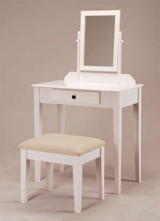Square White Vanity Makeup Set with Mirror, Dressing Table & Stool - Perfect for Bedroom, Bathroom & Beauty Salon Organization