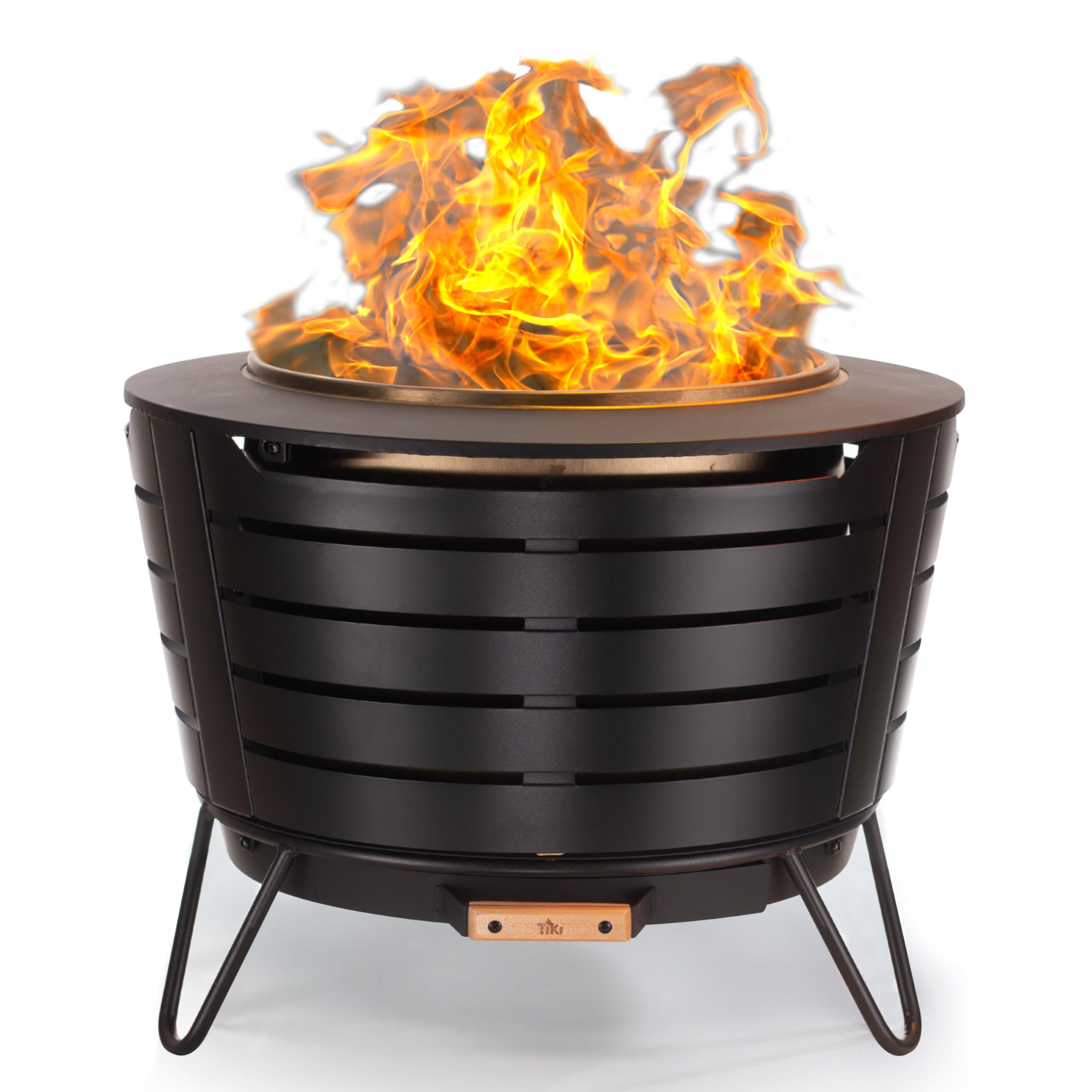 25-Inch Smokeless Patio Fire Pit - Wood Burning Outdoor Fire Pit with Removable Ash Pan & Weatherproof Cover - Modern Black Design for Backyard, Garden, Camping & Patio Gatherings