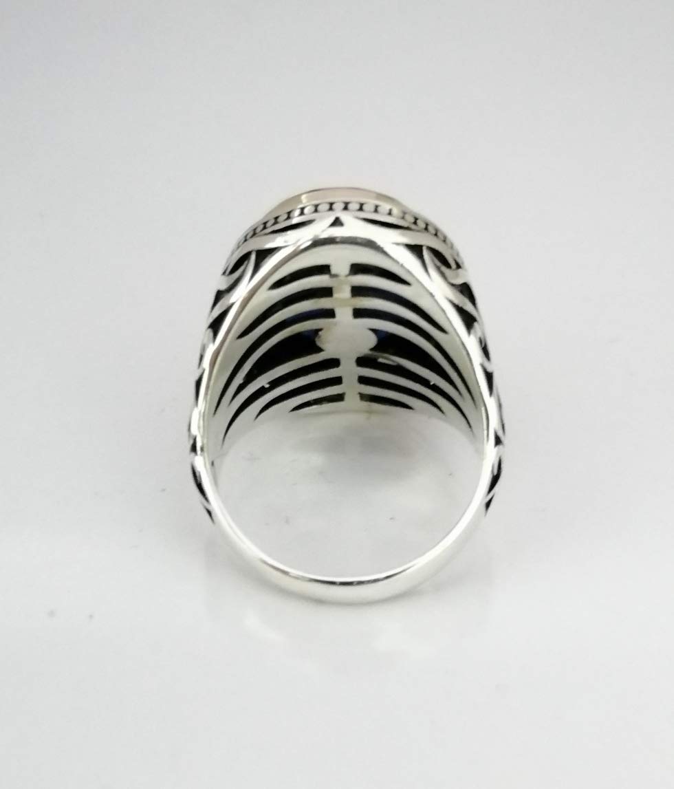 925K Sterling Silver Men's Ring with CZ Dark Sapphire - Handmade Jewelry for Gifts, Wedding, Anniversary & Everyday Wear (RP1066)
