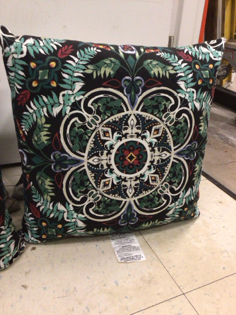 Black Floral Outdoor Pillow - Waterproof Decorative Throw Cushion for Patio, Garden, Poolside & Porch - Perfect for Outdoor Furniture and Seasonal Decor