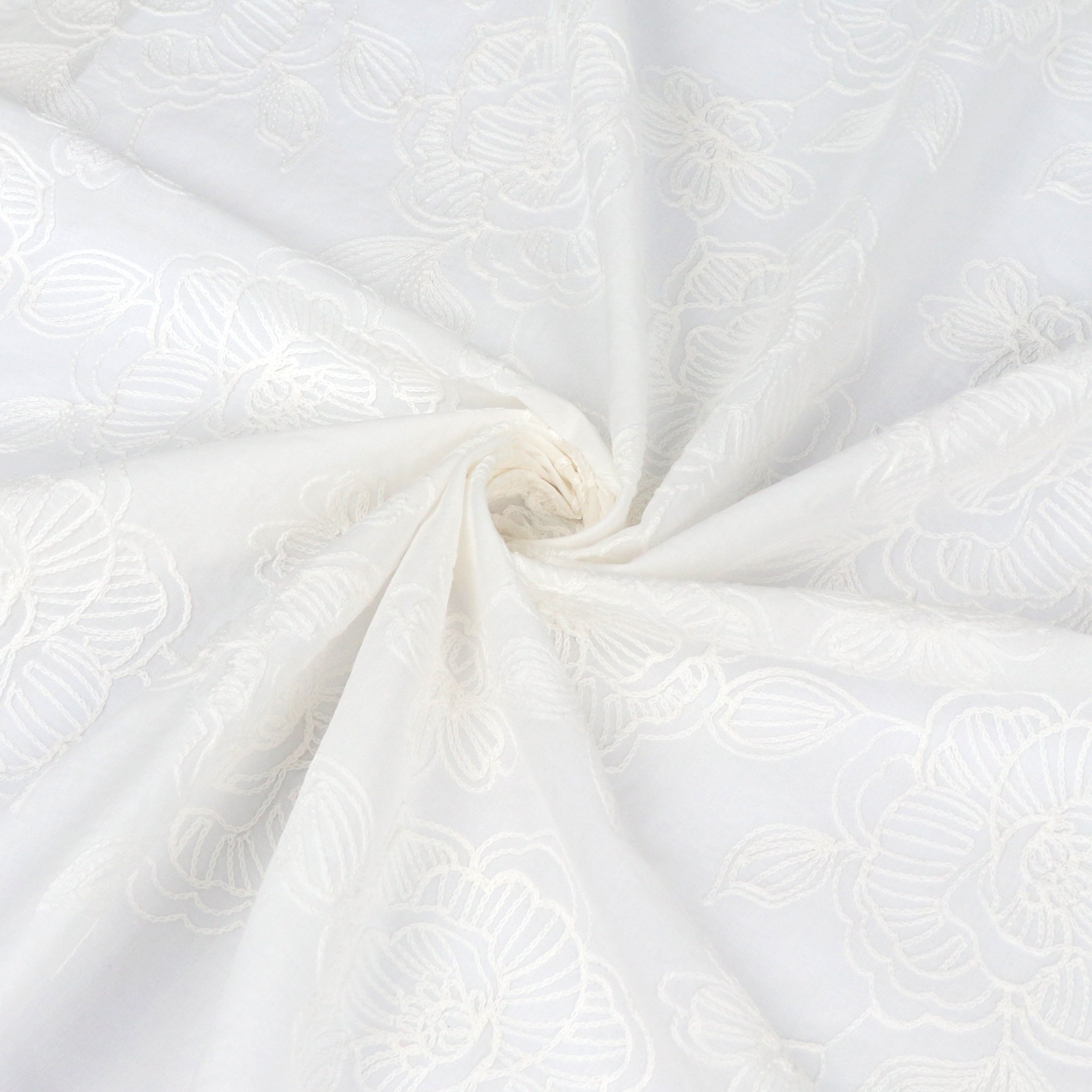 Embroidered Cotton Voile Fabric with Roses - Lightweight & Breathable Material for Dresses, Curtains & DIY Crafts