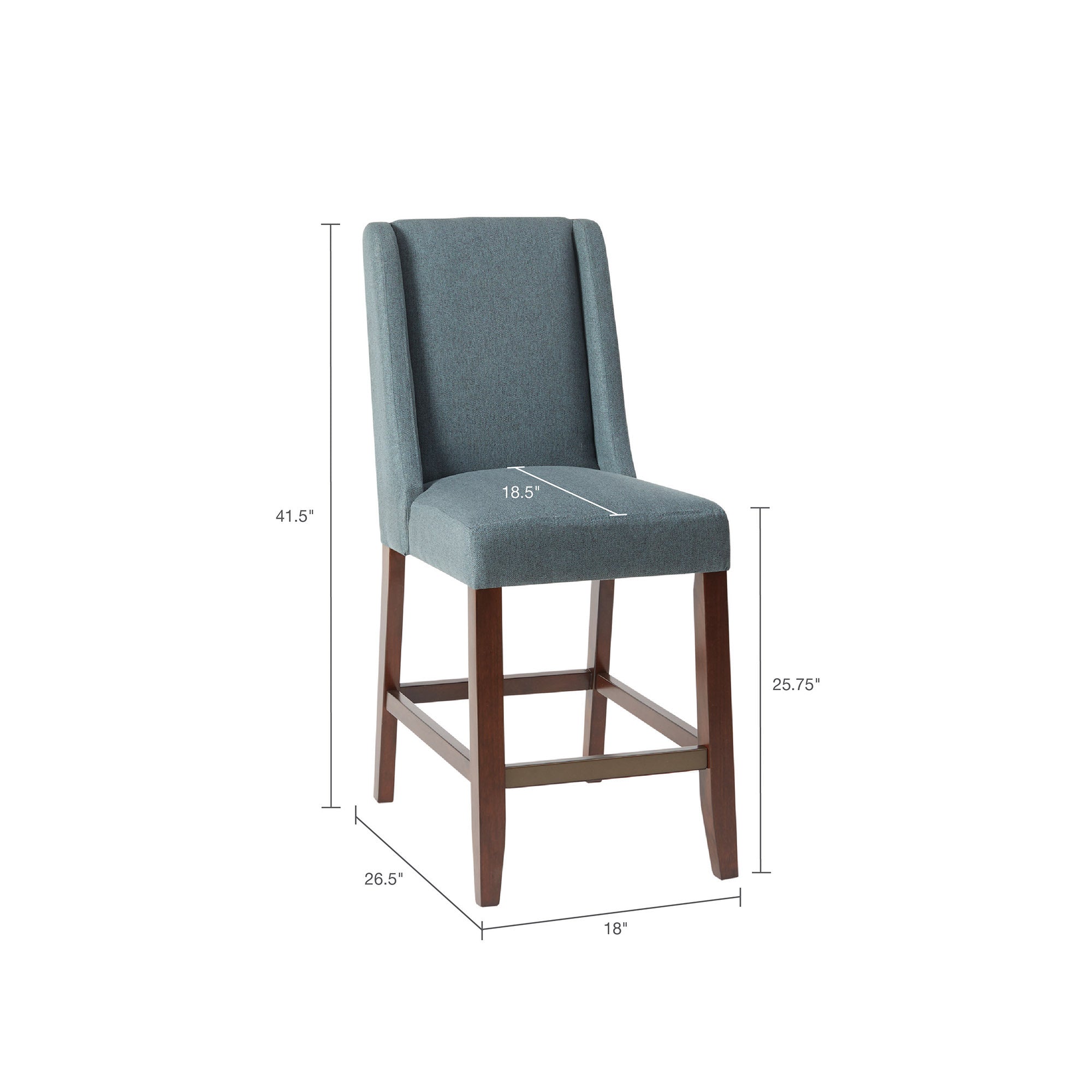 Brody Wing Counter Stool - Modern Kitchen Bar Stool with Back Support, Adjustable Height for Breakfast Nook, Kitchen Island & Home Bar Seating