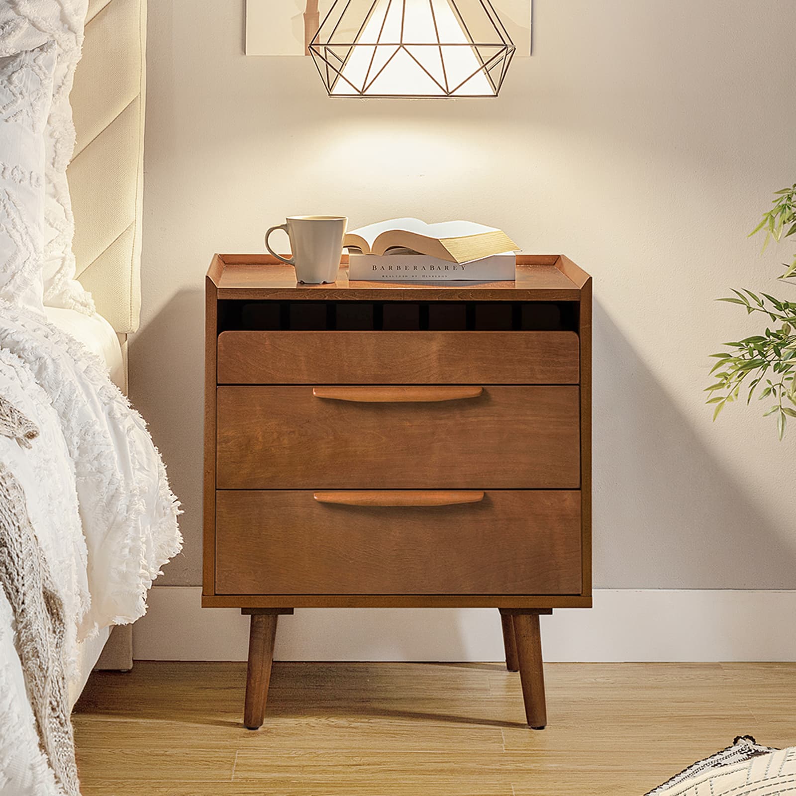 Janet 3-Drawer Nightstand with Optional Styles - Modern Bedside Table for Bedroom, Living Room & Office Storage