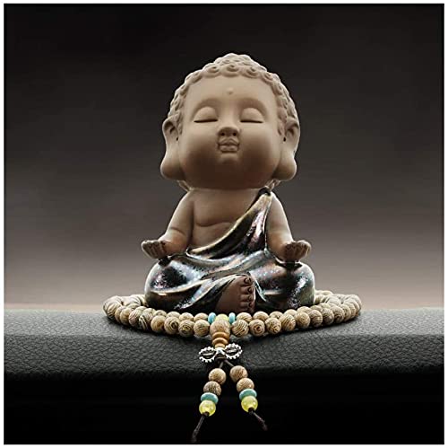 Handcrafted Purple Clay Baby Buddha Statue - Exquisite Meditation Monk Figurine, Ceramic Buddhist Decor for Home Altar & Car Dashboard - Unique Spiritual Gift for Yoga Practitioners & Zen Lovers