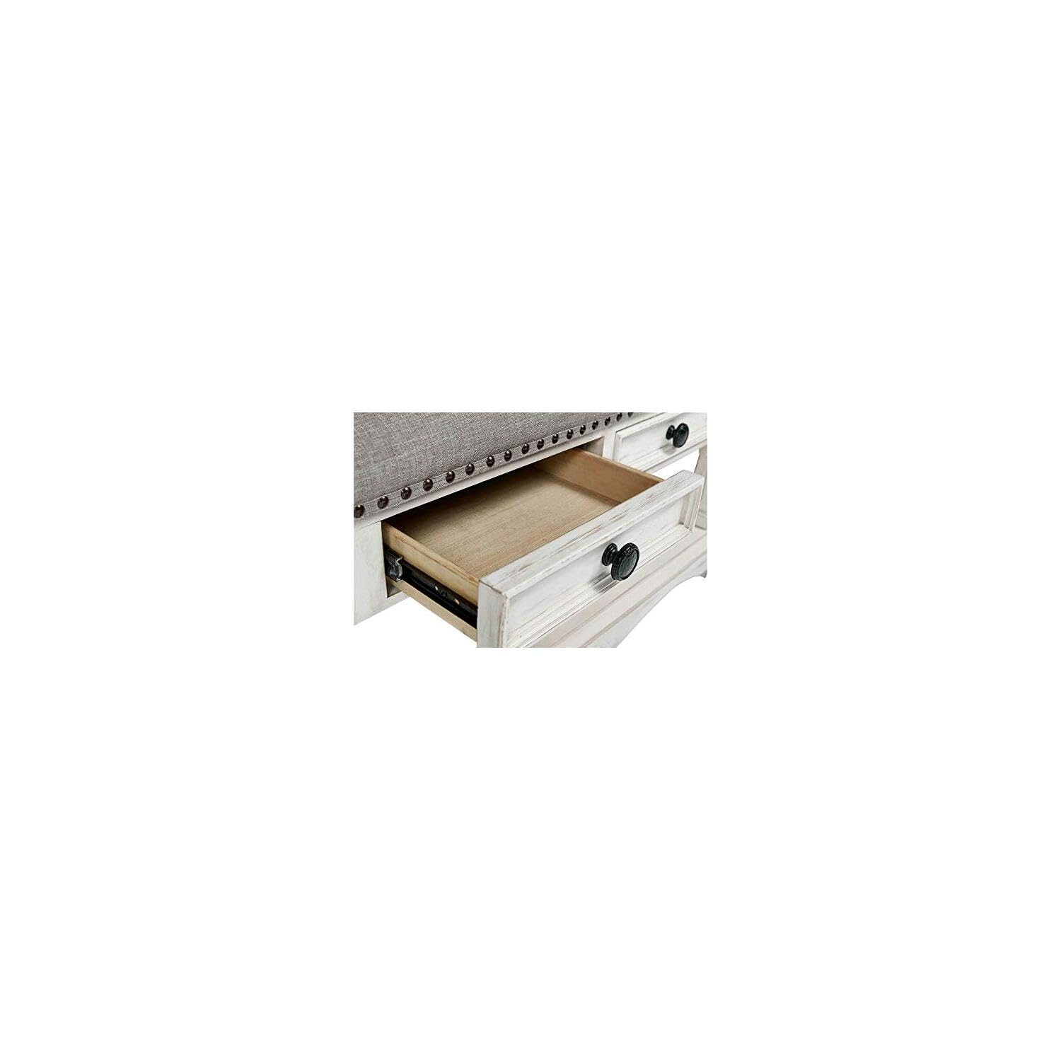 Progressive Furniture Belhamy Park Cocktail Table - Chalk White & Gray Fabric Coffee Table for Living Room, Perfect for Home Decor & Entertaining Guests