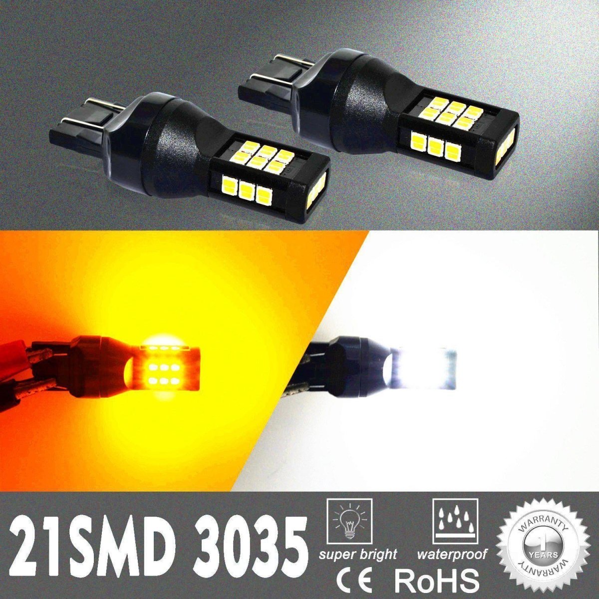 7443 7444 LED Switchback Bulbs - Super Bright White/Amber Turn Signal Lights for Cars, Trucks, SUVs - Easy Installation & Durable - Perfect for Daytime Running & Nighttime Safety