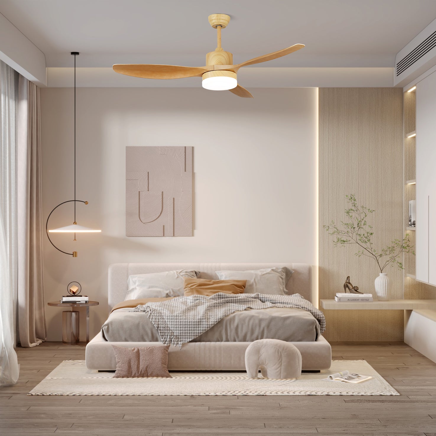 48/52 Inch Keltis Ceiling Fan with Light Kit - Modern Indoor/Outdoor Fan for Living Room, Bedroom, or Patio