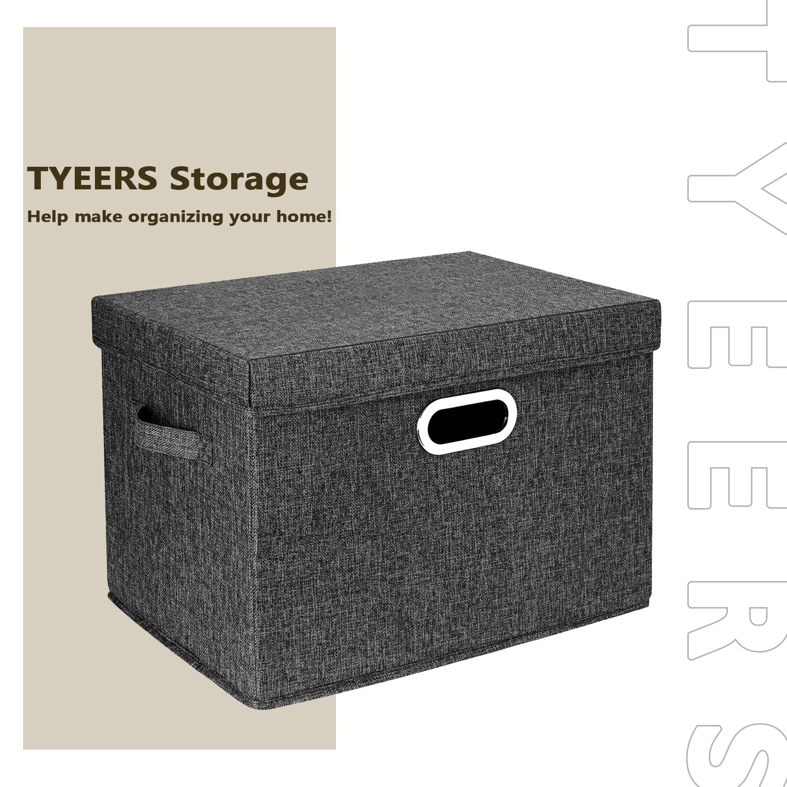 TYEERS 5-Pack Large Collapsible Storage Bins with Lids - Foldable Organization Bins for Closet, Clothes, Home & Office Storage - Space Saving Black Storage Boxes (Perfect for Seasonal Clothes, Toys, Blankets & Home Organization)