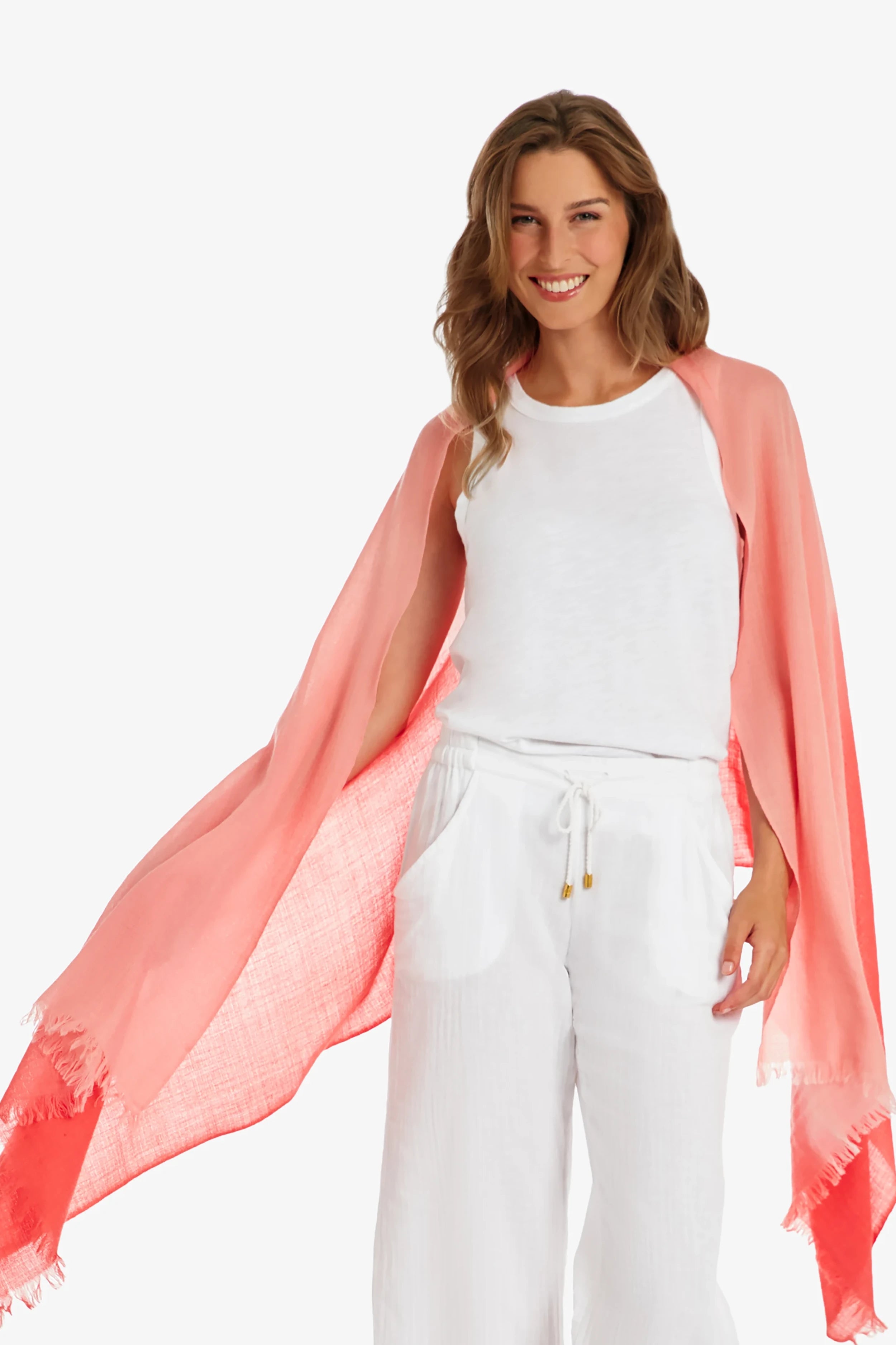 Essential Wrap Scarf - Soft Coral Knit Wrap for Women | Perfect for Travel, Office & Casual Outfits