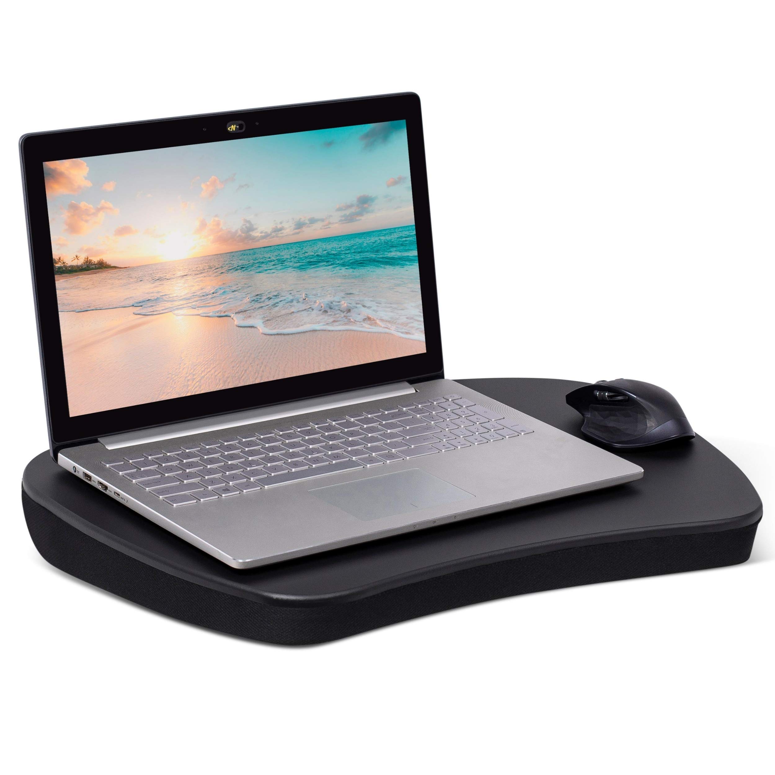 BIRDROCK HOME Oversized Lap Desk with Memory Foam Cushion - Portable Laptop Tray for Adults & Students - 17 Inch Laptop Tray with Ergonomic Wrist Rest - Home Office, Bed, Sofa & Travel Use - Matte Black