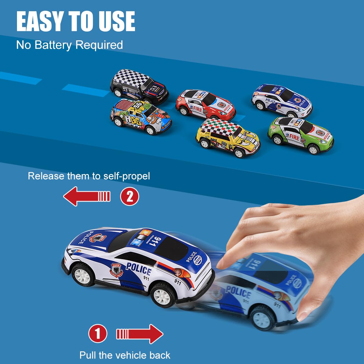 Mostop 50PCS Pull Back Toy Cars Set - Friction Powered Mini Race Cars with Storage Box for Kids 3+ Years Old | Fun Push & Go Vehicles for Boys & Girls | Perfect Birthday Party Gifts & Playtime Activities