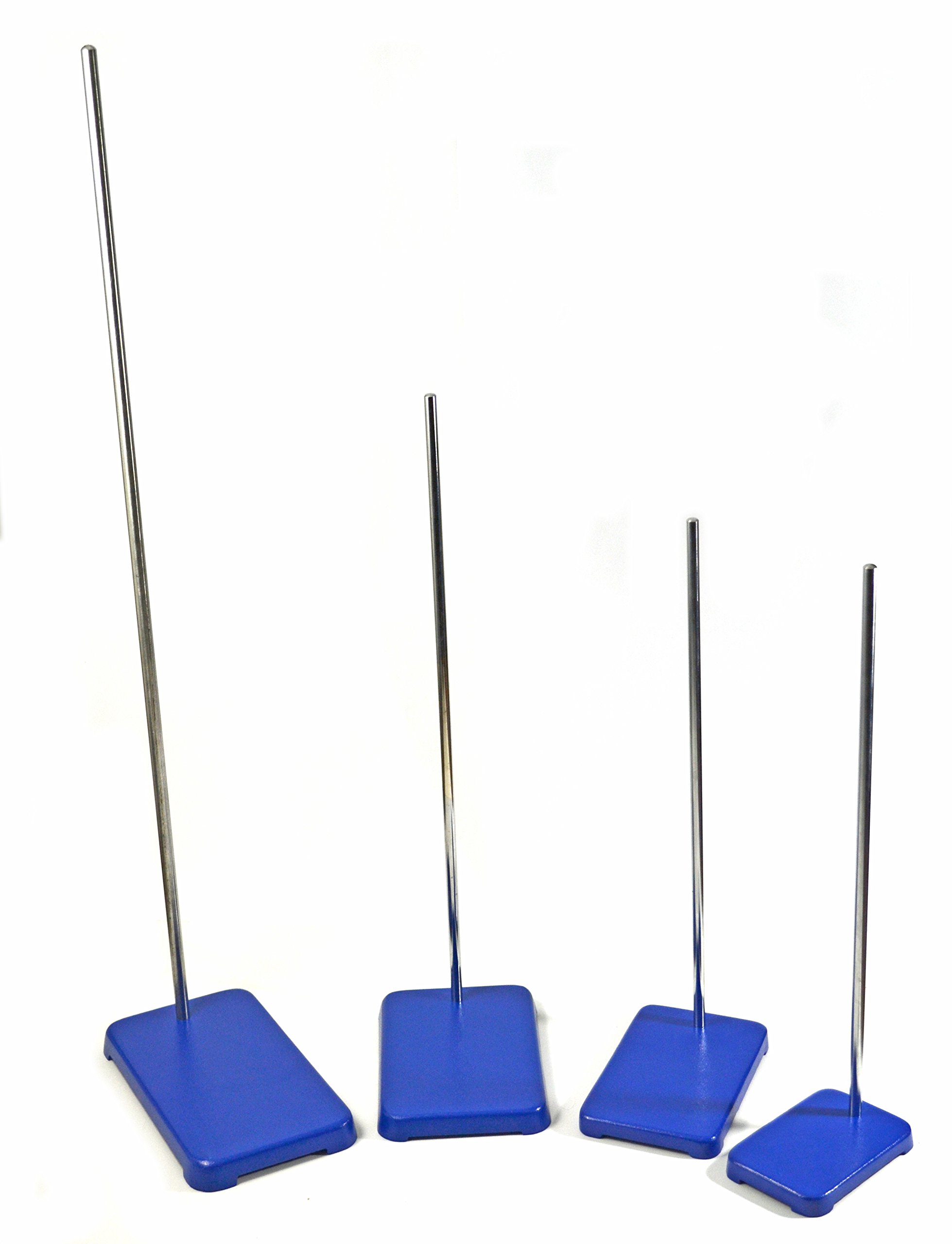 8-Piece Heavy Duty Cast Iron Base & Stainless Steel Rod Set - Rectangular Retort Stand with Multiple Sizes - Eisco Labs - Perfect for Chemistry Labs, Science Experiments & Classroom Demonstrations