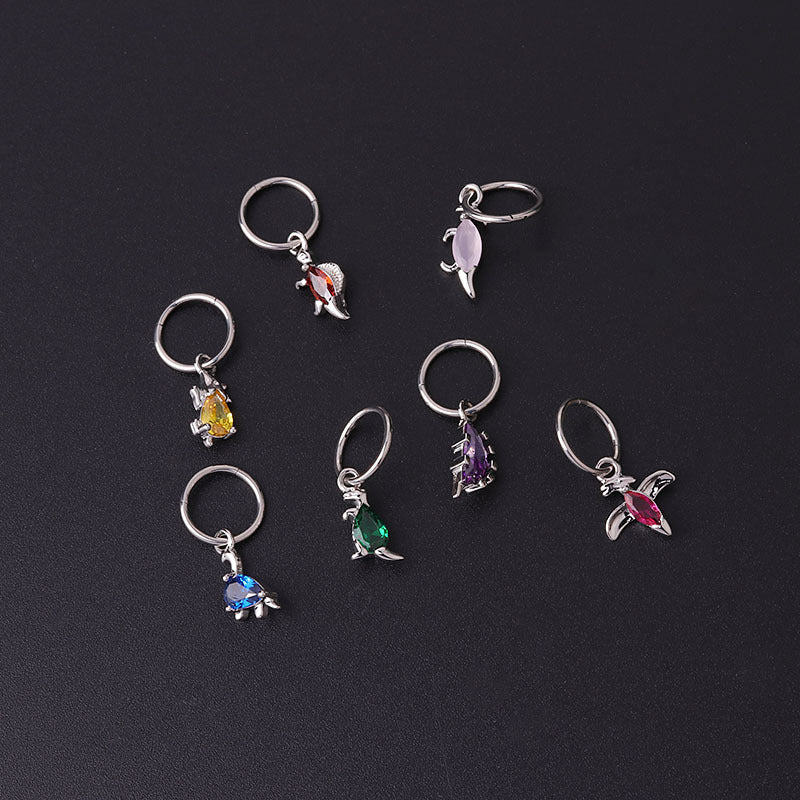 316L Stainless Steel Dinosaur Dangle Hoop Earrings for Women | Trendy Jurassic Jewelry Gift | Perfect for Casual Wear, Parties & Gifts