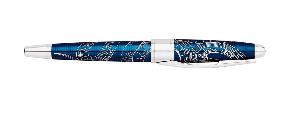 Year of The Snake Rolling Ball Pen - Blue Lacquer Gift for Chinese New Year, Zodiac Collectible, Smooth Writing for Office, School & Journaling