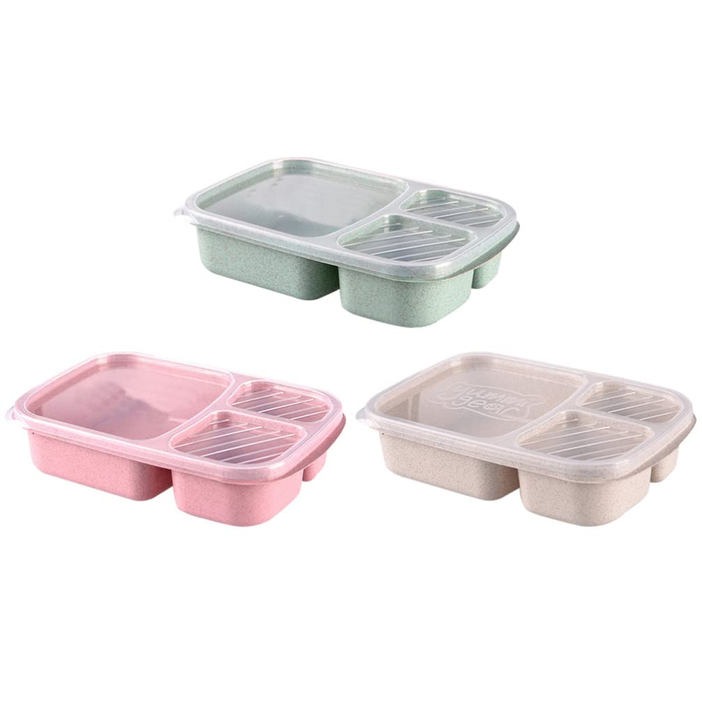 3-Piece Bento Lunch Box with Compartments - Leak-Proof Meal Prep Food Storage Container for Kids & Adults - Perfect for School, Work, Picnics & Travel