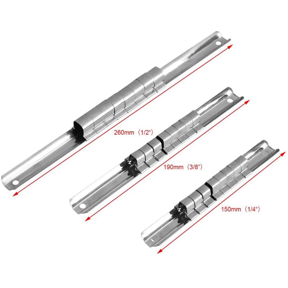 Aluminum Socket Organizer Tray - Carbon Steel 8-Slot Socket Rack with Storage Divider, 1/4