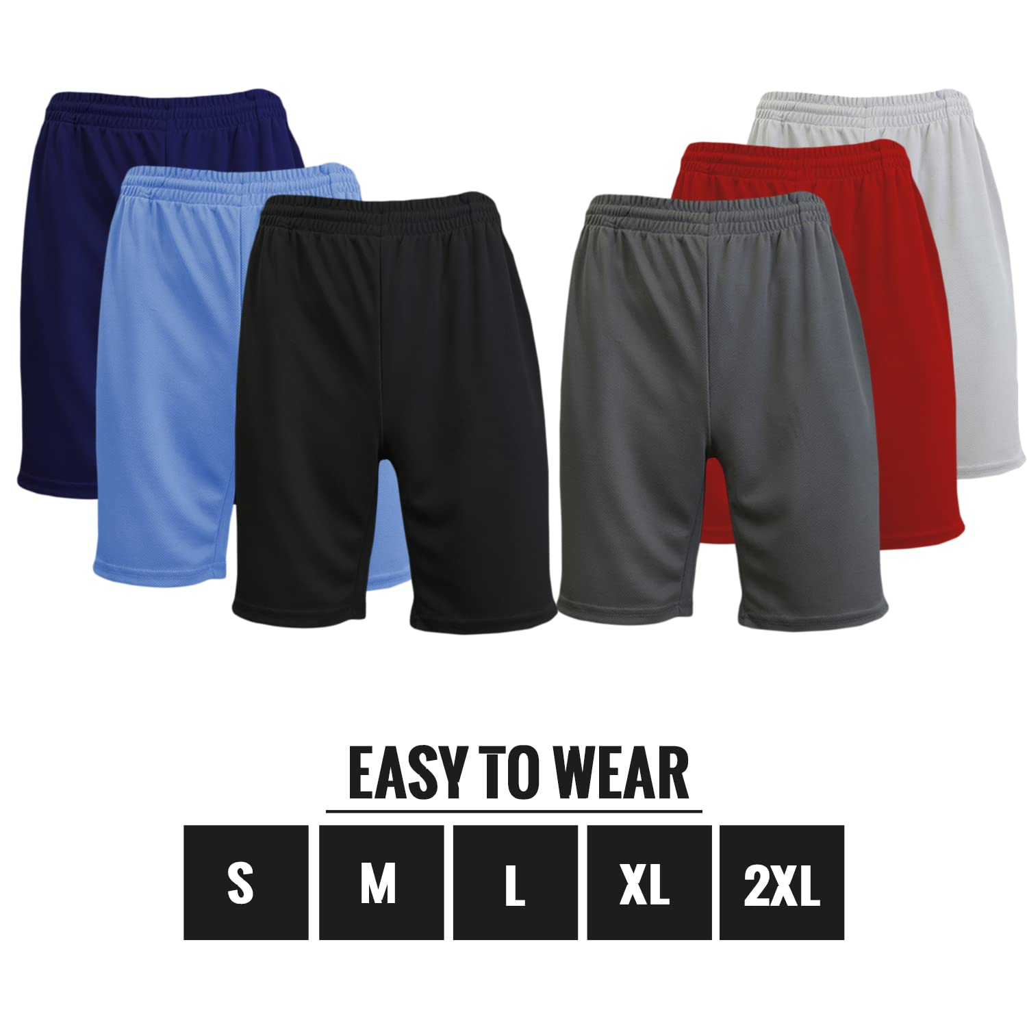 Harvic Men's Quick Dry Mesh Athletic Shorts with Pockets - 6 Pack Performance Workout Shorts for Running, Gym & Outdoor Sports