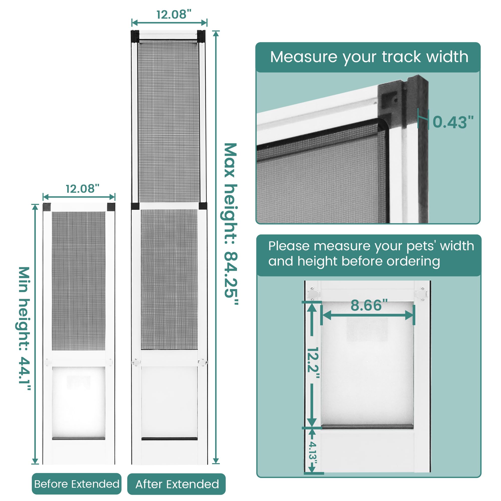 Pet Door for Sliding Glass Doors - 8.66