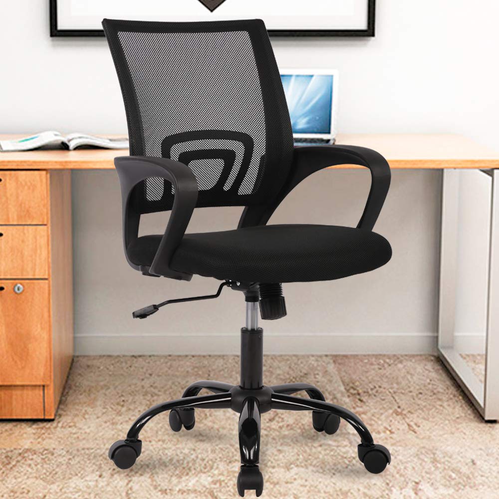 Ergonomic Mesh Office Chair with Adjustable Lumbar Support - Executive Desk Chair with Swivel, Rolling & Rocking Features - Mid Back Computer Task Chair for Home & Office Use - Black