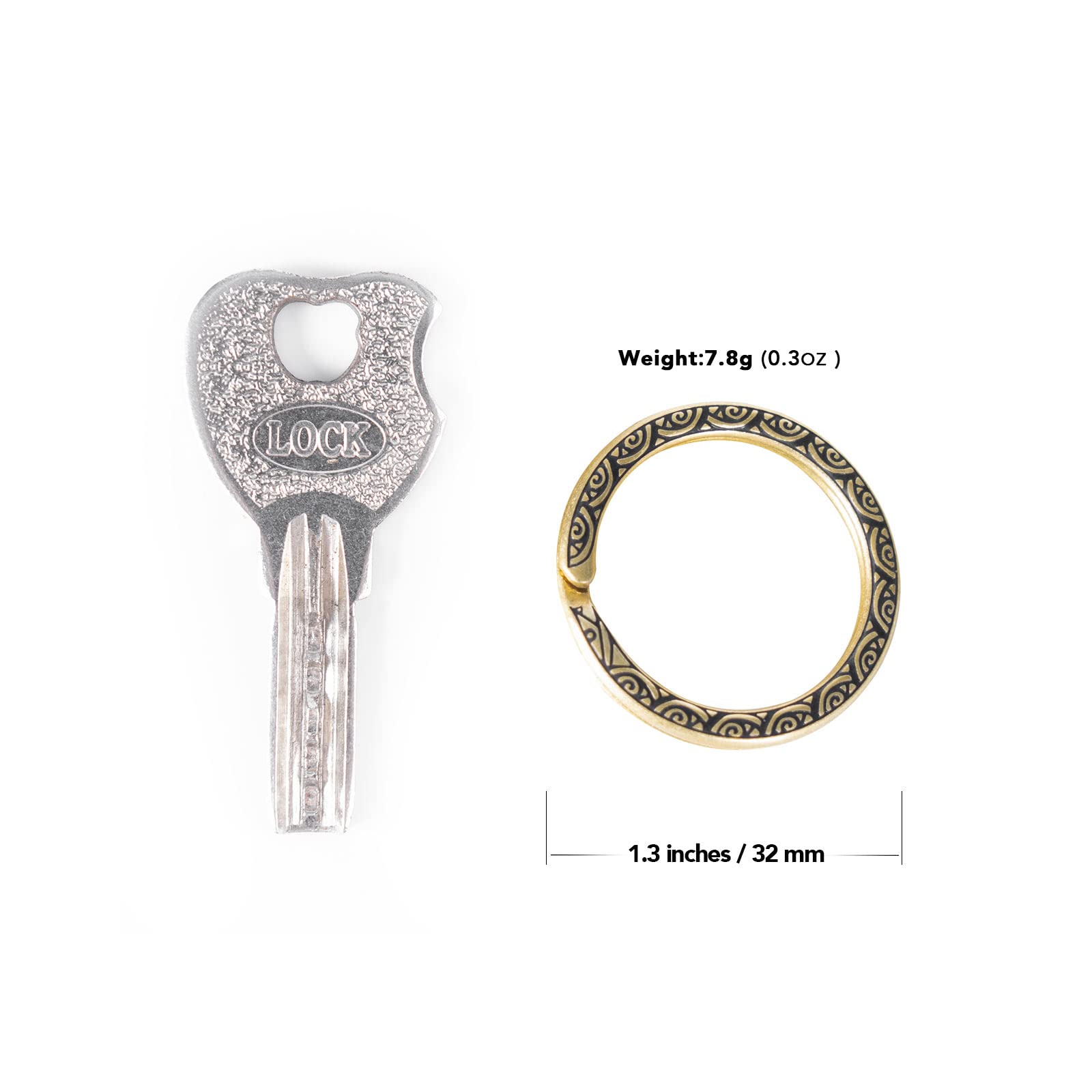 Brass Snake Keychain 5pcs - 32mm Key Rings for Home, Car & Office Keys
