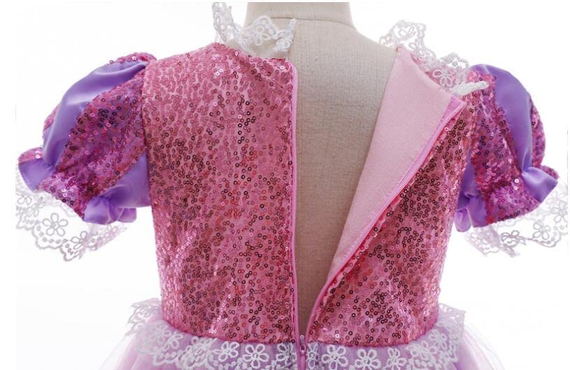 Rapunzel Princess Dress for Girls - Halloween Costume & Cosplay Tutu Dress with Short Sleeves | Perfect for Dress Up Parties, Birthday Celebrations & Disney Theme Events