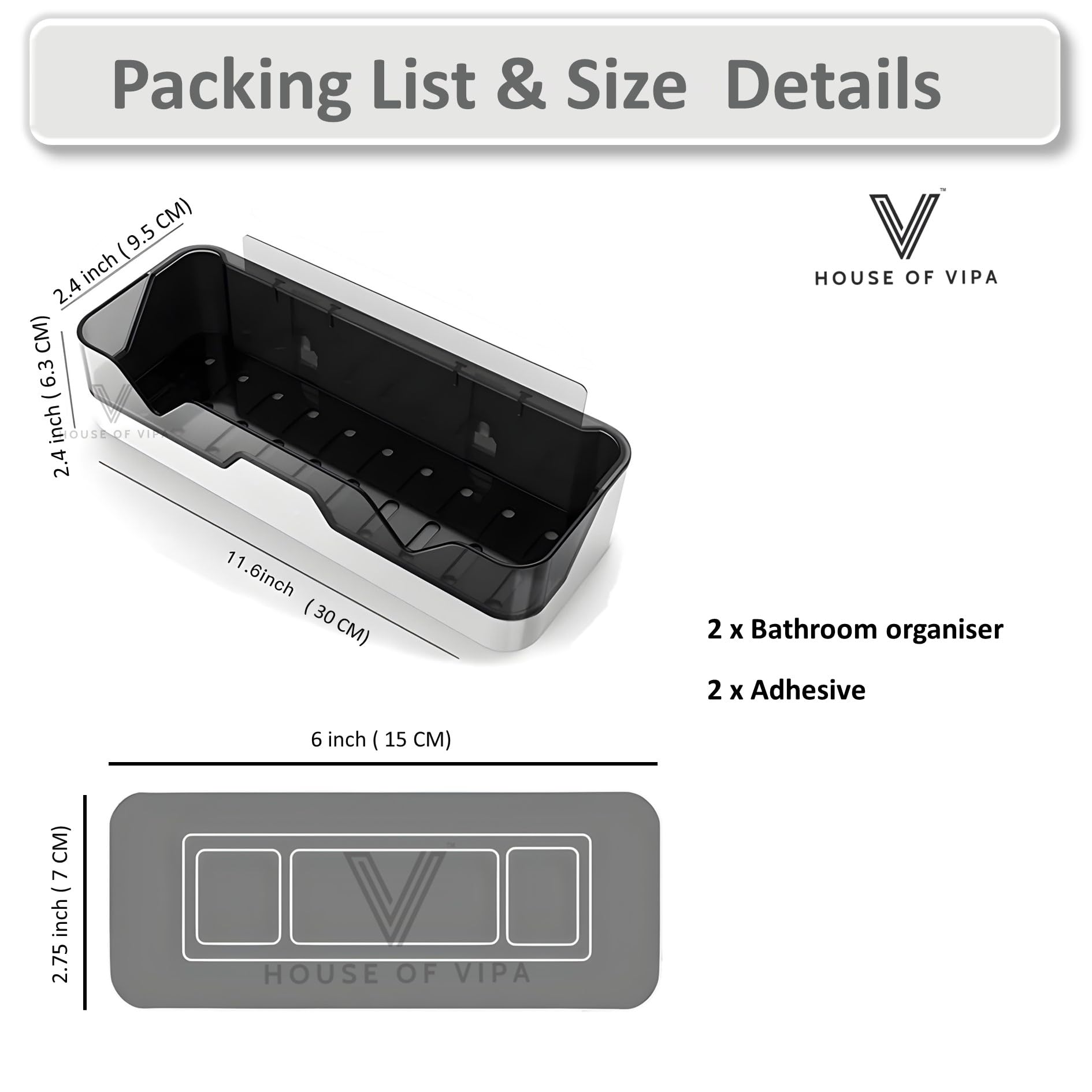 VIPA Plastic Bathroom Shelf Organizer - Wall Mounted Storage Rack for Home Bathroom