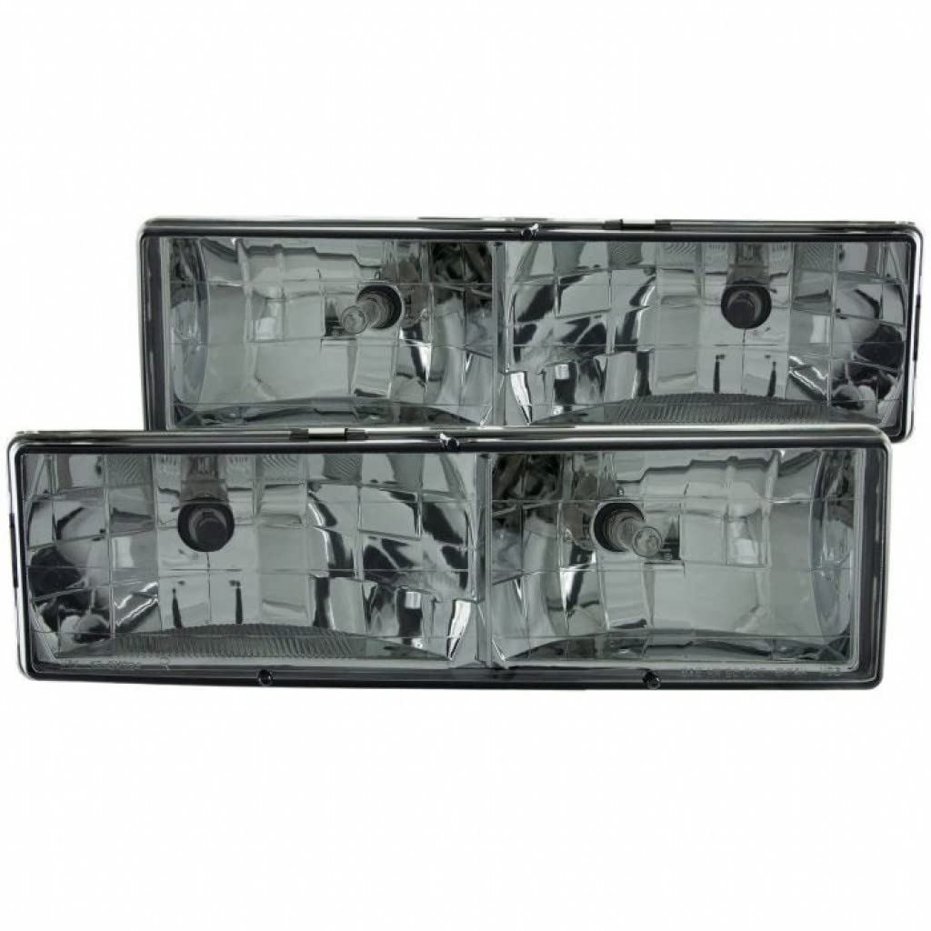 ANZO Smoke Lens Crystal Headlights for 1988-1989 GMC R2500 Pickup Truck - High Performance Replacement Headlamps for Night Driving & Off-Road Use