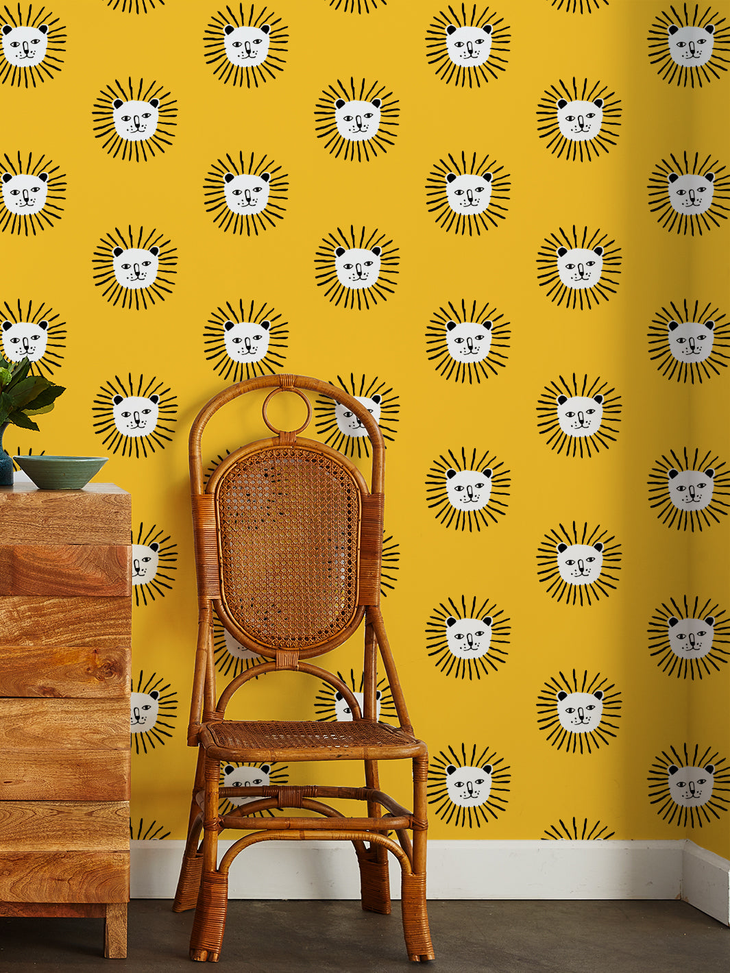 Lion's Mane Mushroom Wallpaper - Botanical Home Decor by Tea Collection in Marigold | Perfect for Living Room, Bedroom & Office Spaces