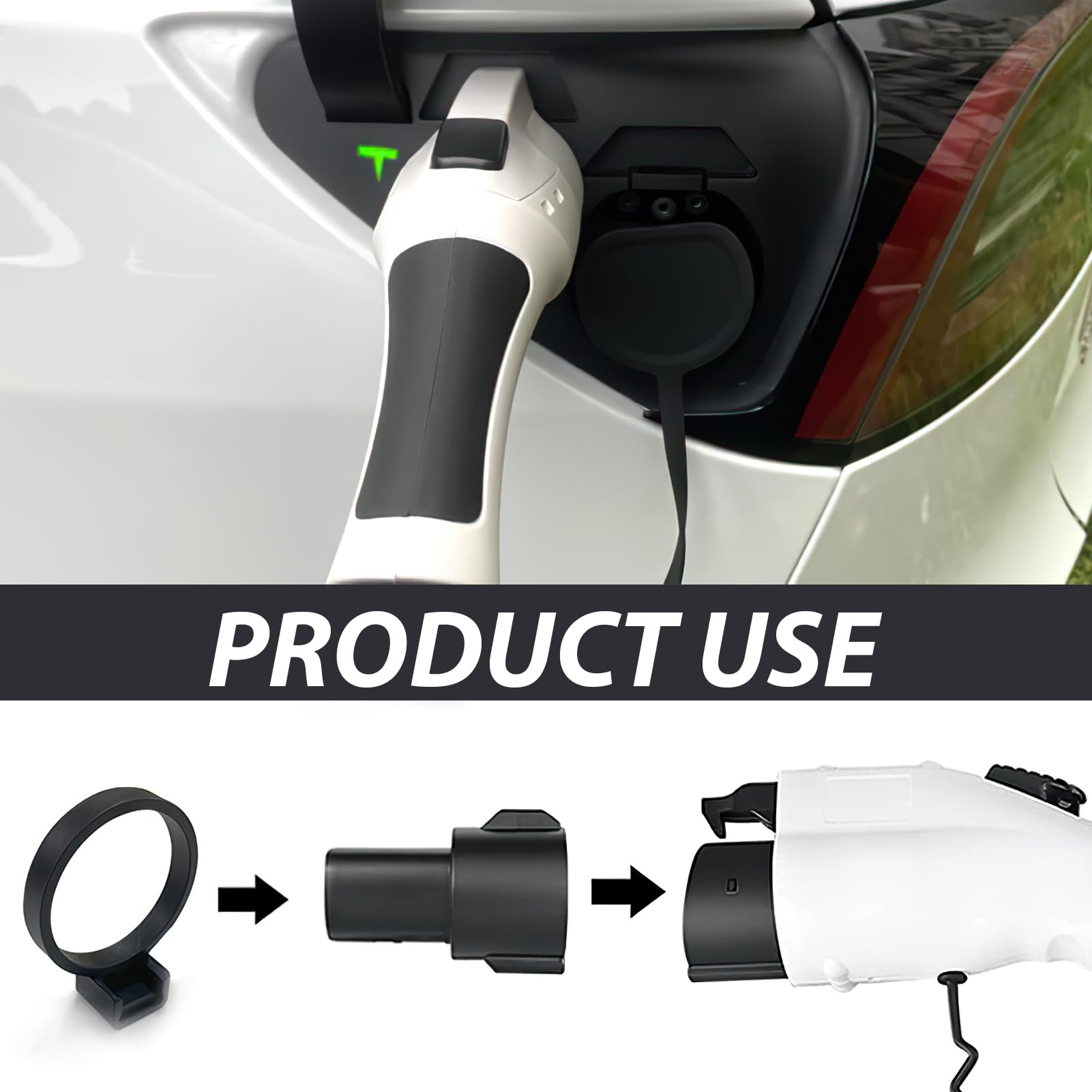 Tesla Charger Lock (2 Pack) - J1772 to Tesla Charging Adapter Lock, Anti-Theft & Unwanted Disconnect Protection for Tesla Model 3/Y - Secure Your EV Charging at Public Stations & Home (Black)