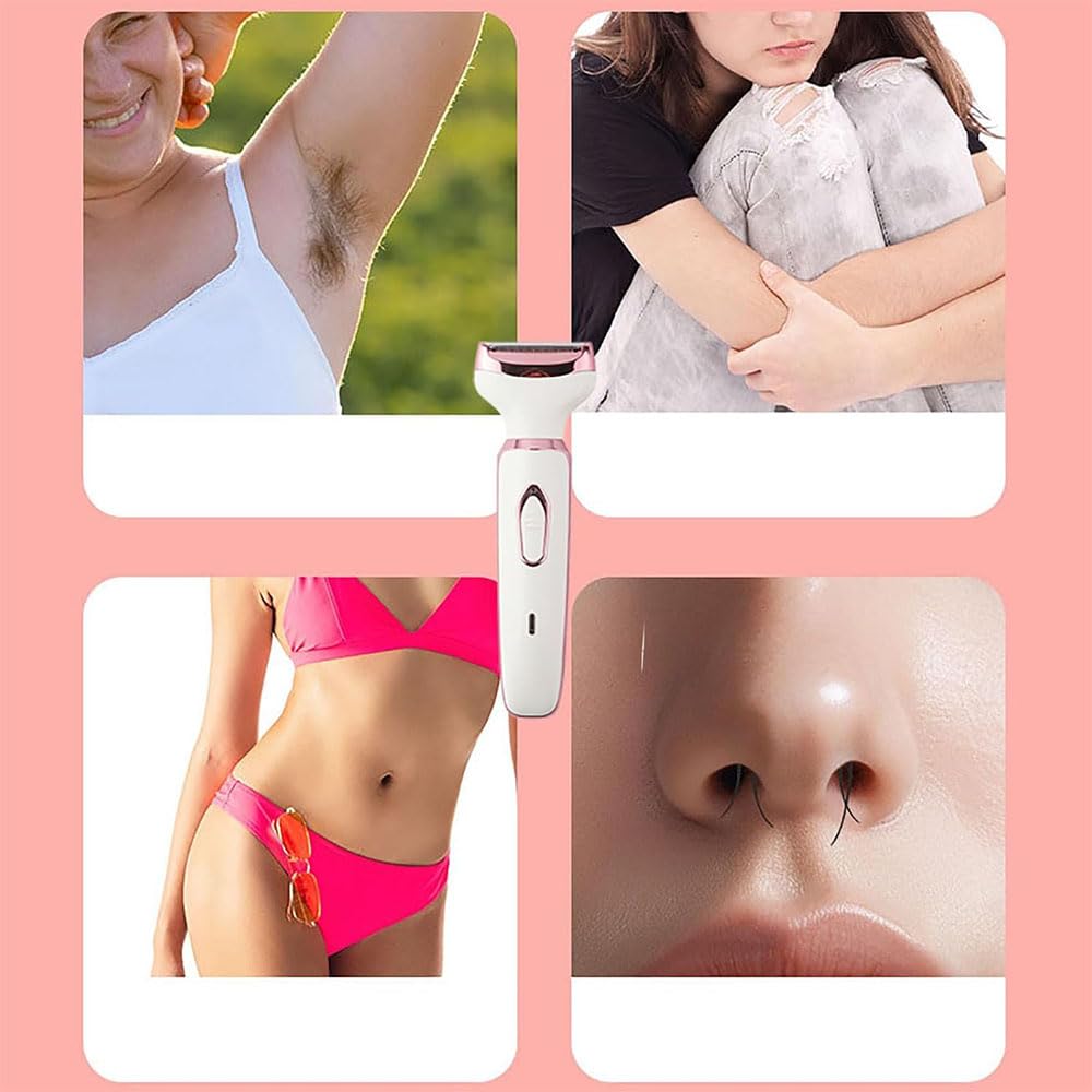 4-in-1 Electric Shaver for Women - Waterproof Lady Shaver & Epilator for Face, Legs, Underarms & Body Hair Removal | Perfect for Travel, Gym & Daily Grooming