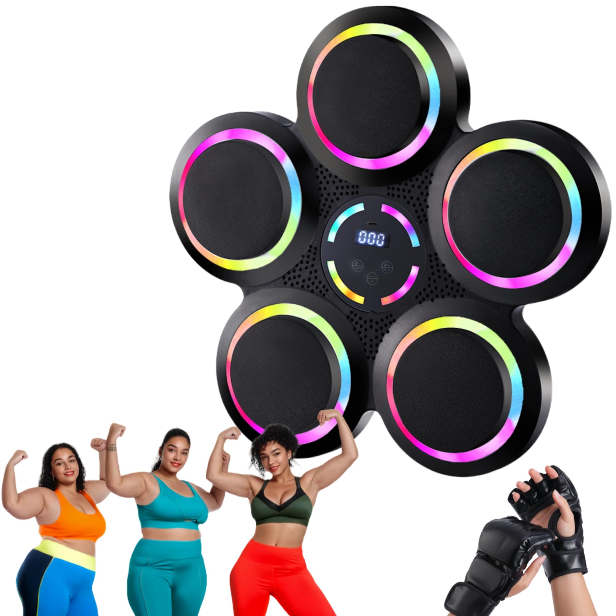 Bluetooth Boxing Machine with LED Lights - Interactive Smart Wall Mounted Boxing Equipment with Gloves | Home Gym Workout & Fitness Training