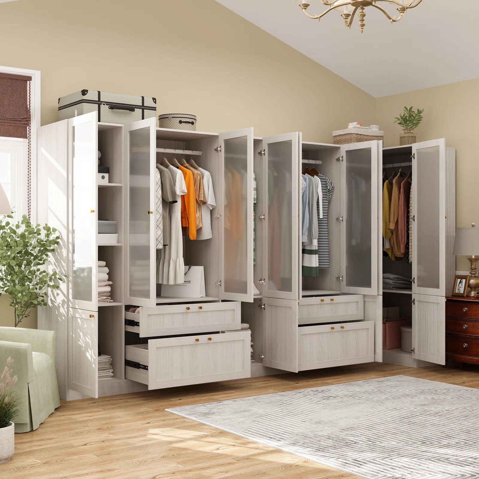 Solid Wood & Manufactured Wood Armoire - Spacious Storage for Bedroom, Living Room, or Office - Perfect for Organizing Clothes, Linens, and Home Essentials
