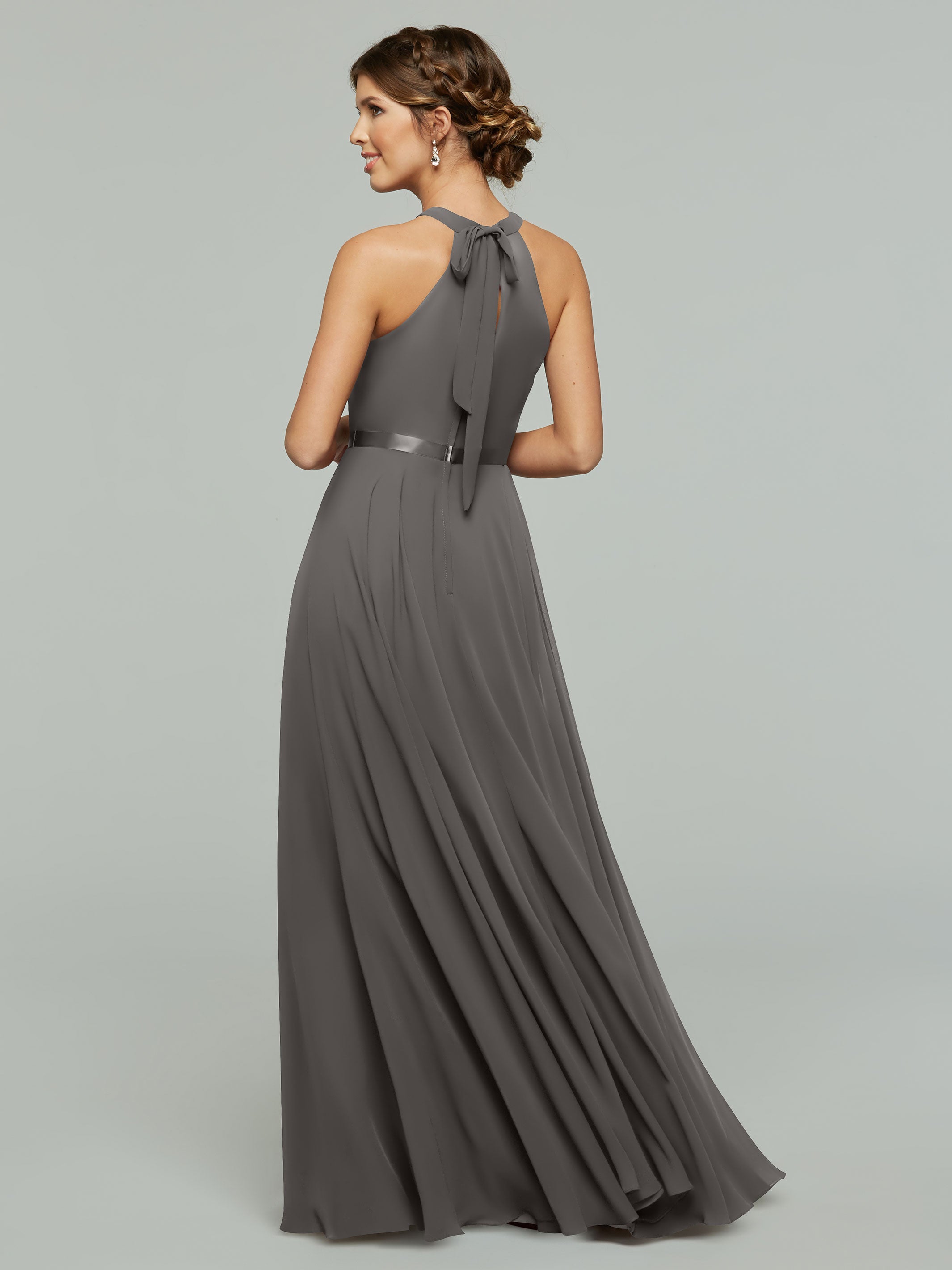 Elegant A-Line Chiffon Bridesmaid Dress with Halter Neckline - Perfect for Weddings, Prom & Formal Events | Style #80038