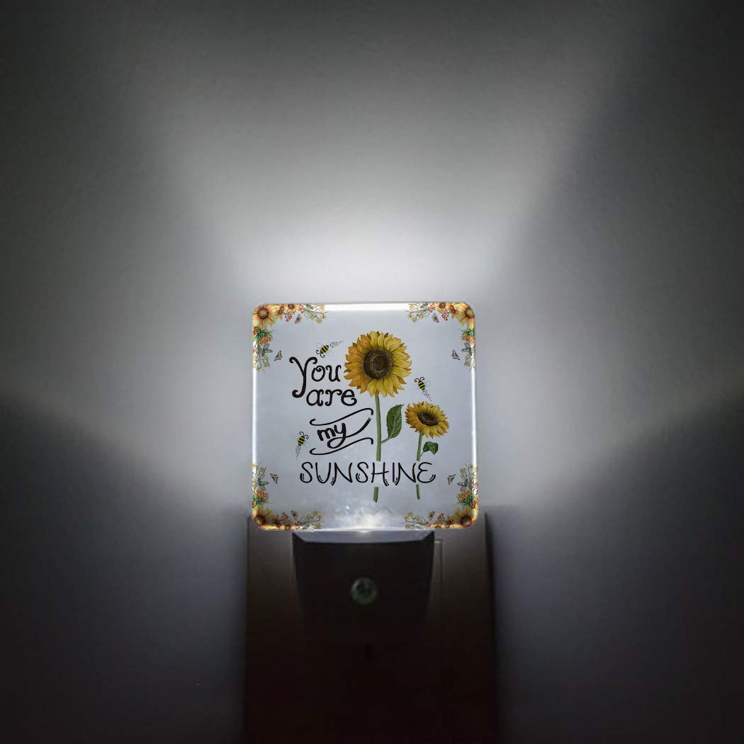 Sunflower Night Light Plug in LED Lamp with Auto Sensor - Wall Plug Night Light for Bathroom, Bedroom, Hallway - Bright Square Dimming Night Lights for Kids, Children, Girls & Adults - Perfect for Nursery Decor, Baby Showers & Gift Giving