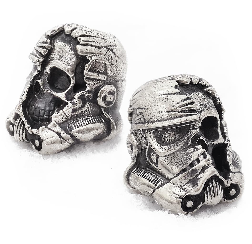EDC Paracord Bead Charm - DIY Metal Lanyard Bead for Knives & Survival Gear (Stormtrooper Skull Silver) - Camping & Outdoor Use