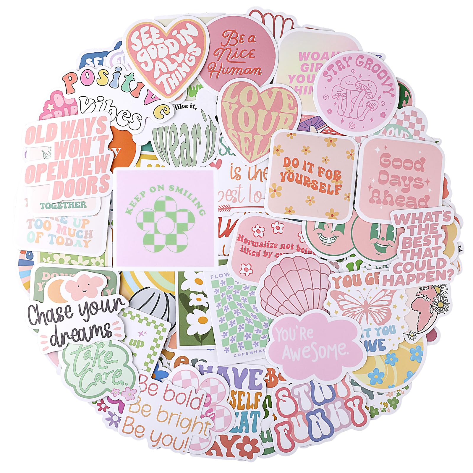 100PCS Pink Motivational Vinyl Waterproof Stickers - Inspirational Decals for Laptop, Water Bottle, Phone, Car, Hard Hat | Durable Adhesive for Adults, Women, Teens & Kids | Perfect for School, Office, Gym & Personal Belongings