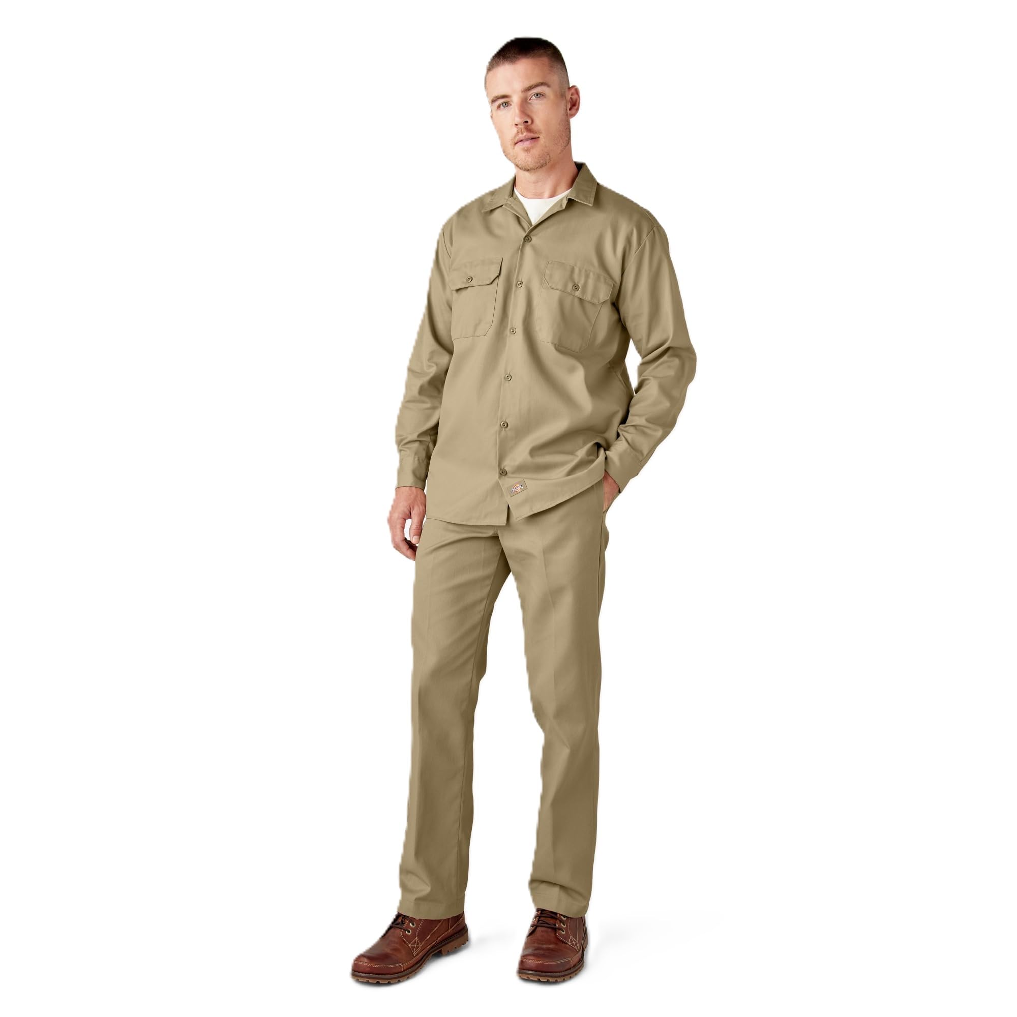 Dickies Men's Big & Tall Long Sleeve Work Shirt - Durable Cotton Button Down for Construction, Warehouse & Outdoor Jobs