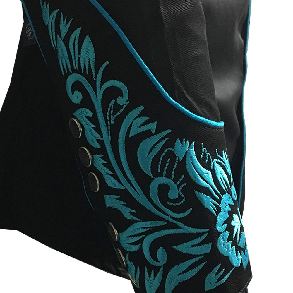Men's Black & Turquoise Western Tooled Cowboy Shirt - Vintage Style Snap Button Work Shirt for Rodeo, Country Music Festivals & Western Fashion