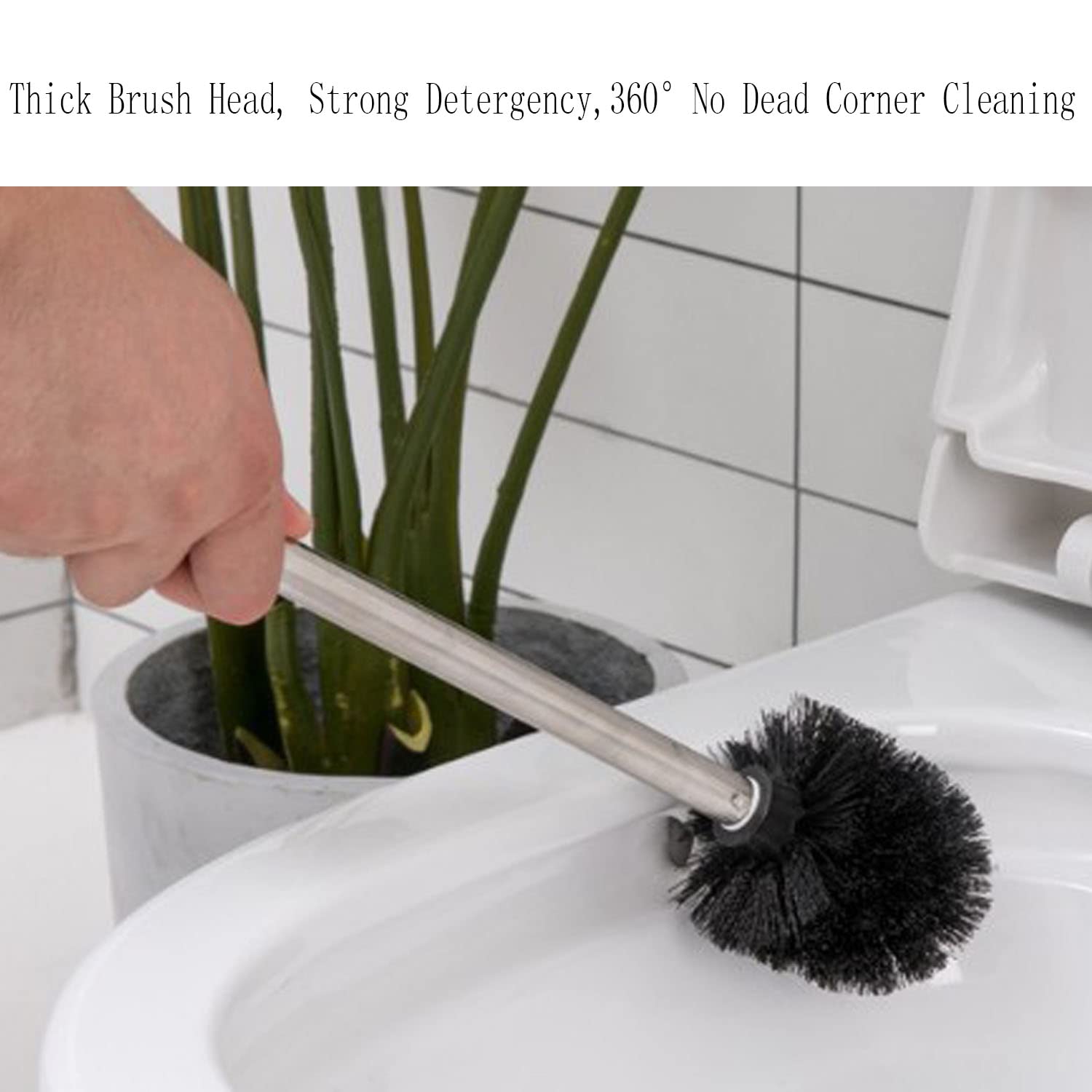 6-Pack Plastic Toilet Bowl Cleaning Brushes with Stainless Steel Handle - Durable Bathroom Scrubber for Deep Cleaning, Toilet Maintenance & Household Sanitation (Black) - Ideal for Home, Hotel & Commercial Restroom Use