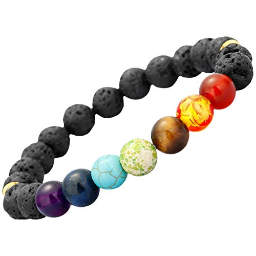 2#Black Lava Stone & 7 Chakra Stone