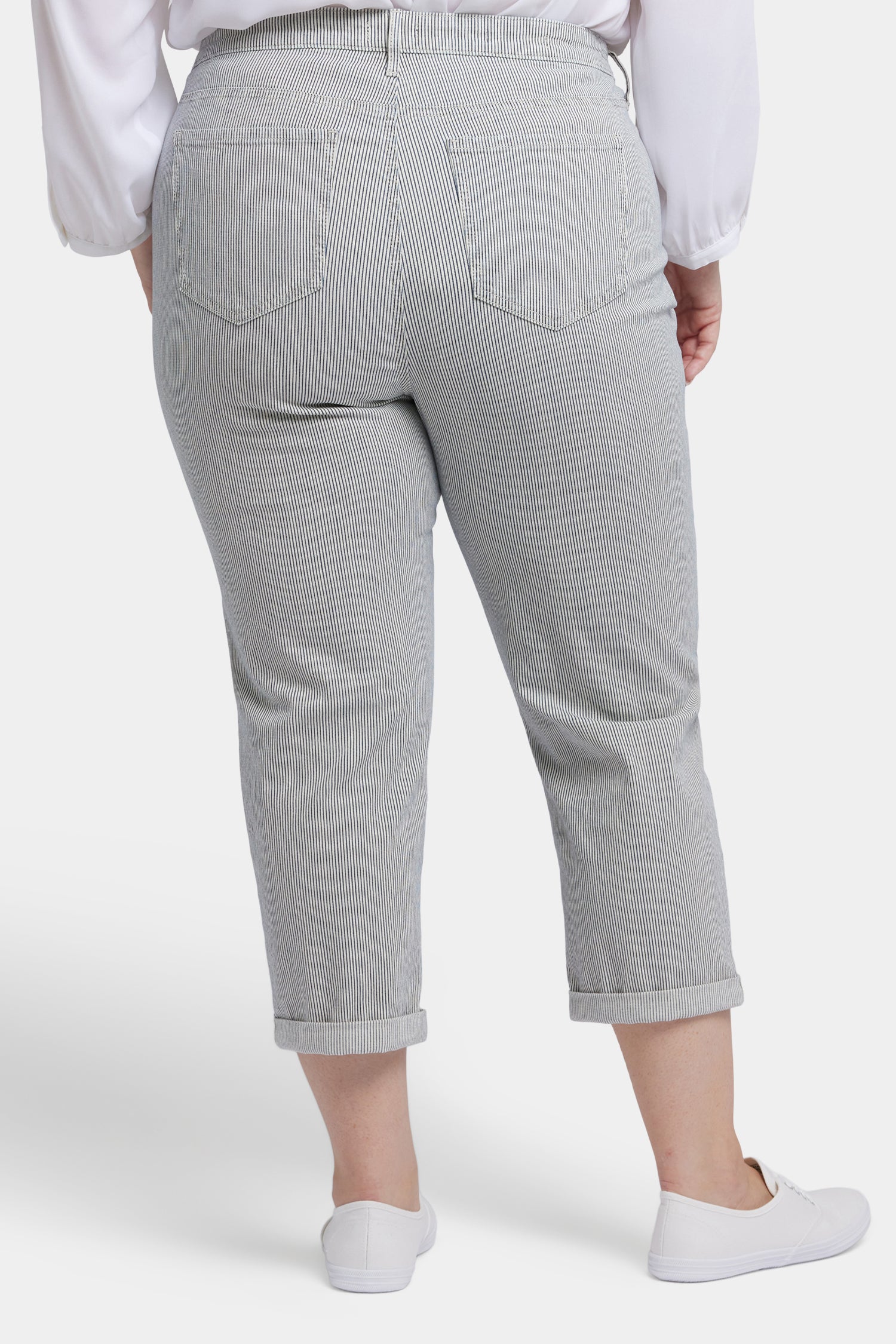 Chloe Plus Size Skinny Capri Jeans - Luarca Stripe Design | Comfortable Stretch Denim Pants for Women | Perfect for Casual Outings, Work & Weekend Wear