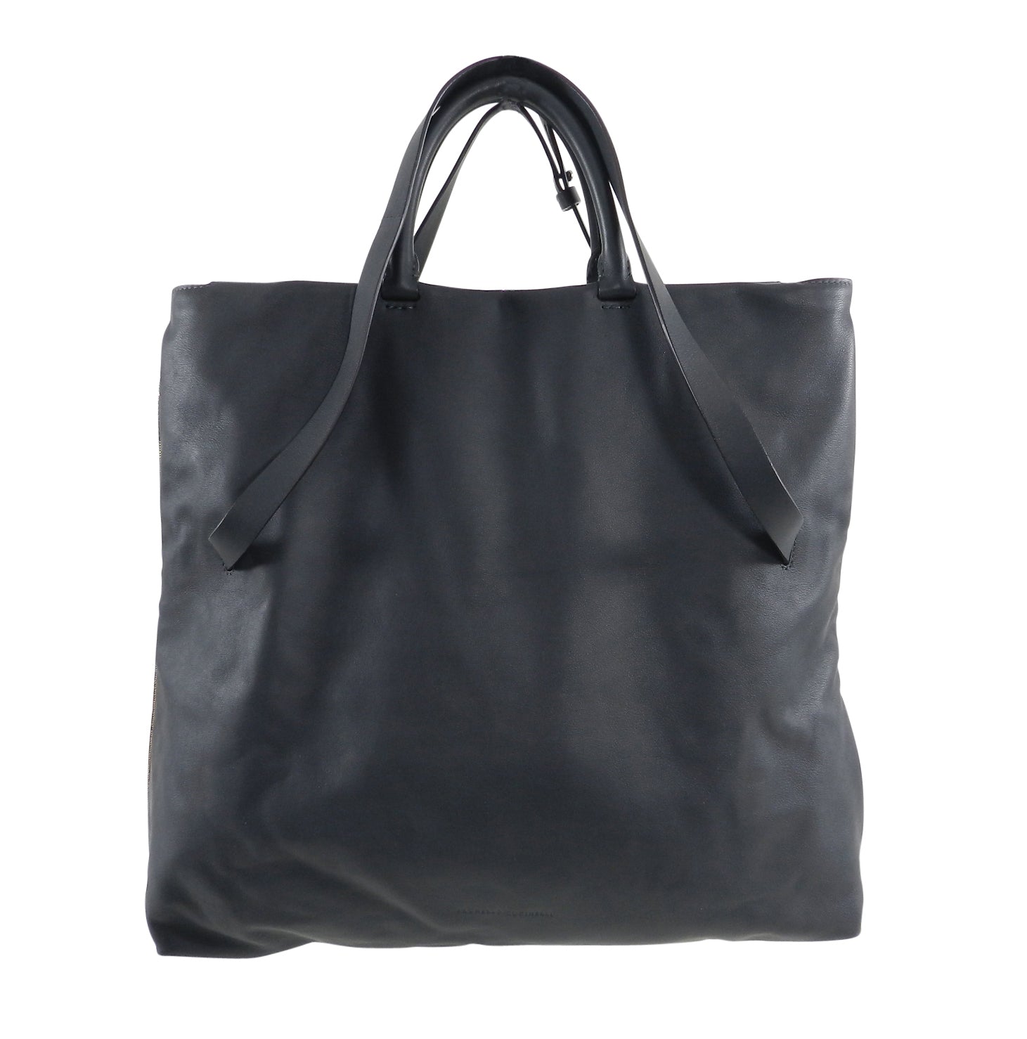 Brunello Cucinelli Large Grey Leather Tote Bag with Copper Bead Trim - Stylish Work Bag for Women, Perfect for Office, Travel & Everyday Use