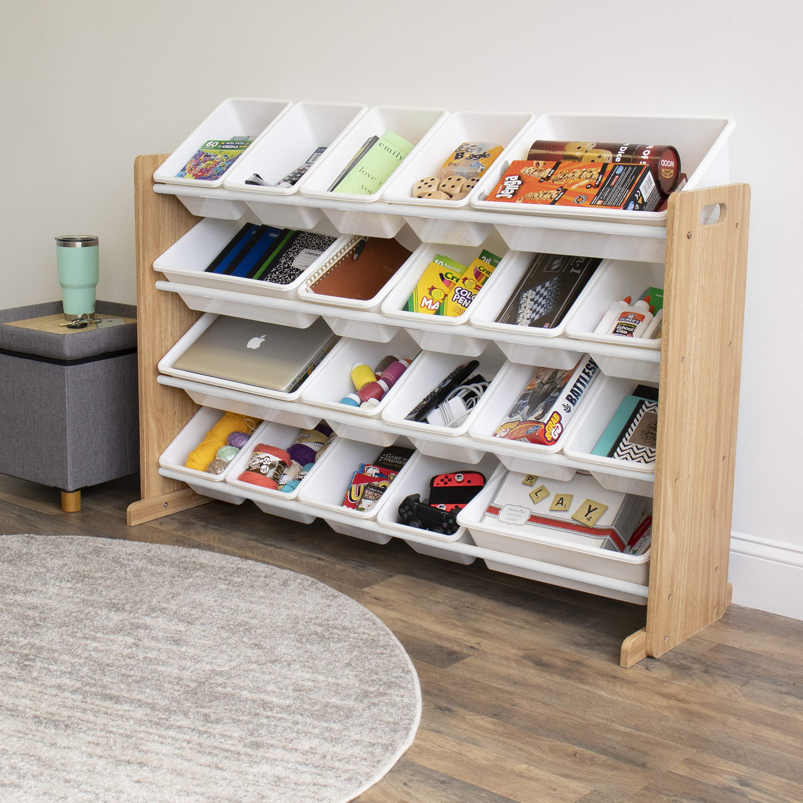 Humble Crew Kids Toy Organizer with 12 Storage Bins & Bookshelf - Perfect for Playroom, Nursery, and Classroom Organization