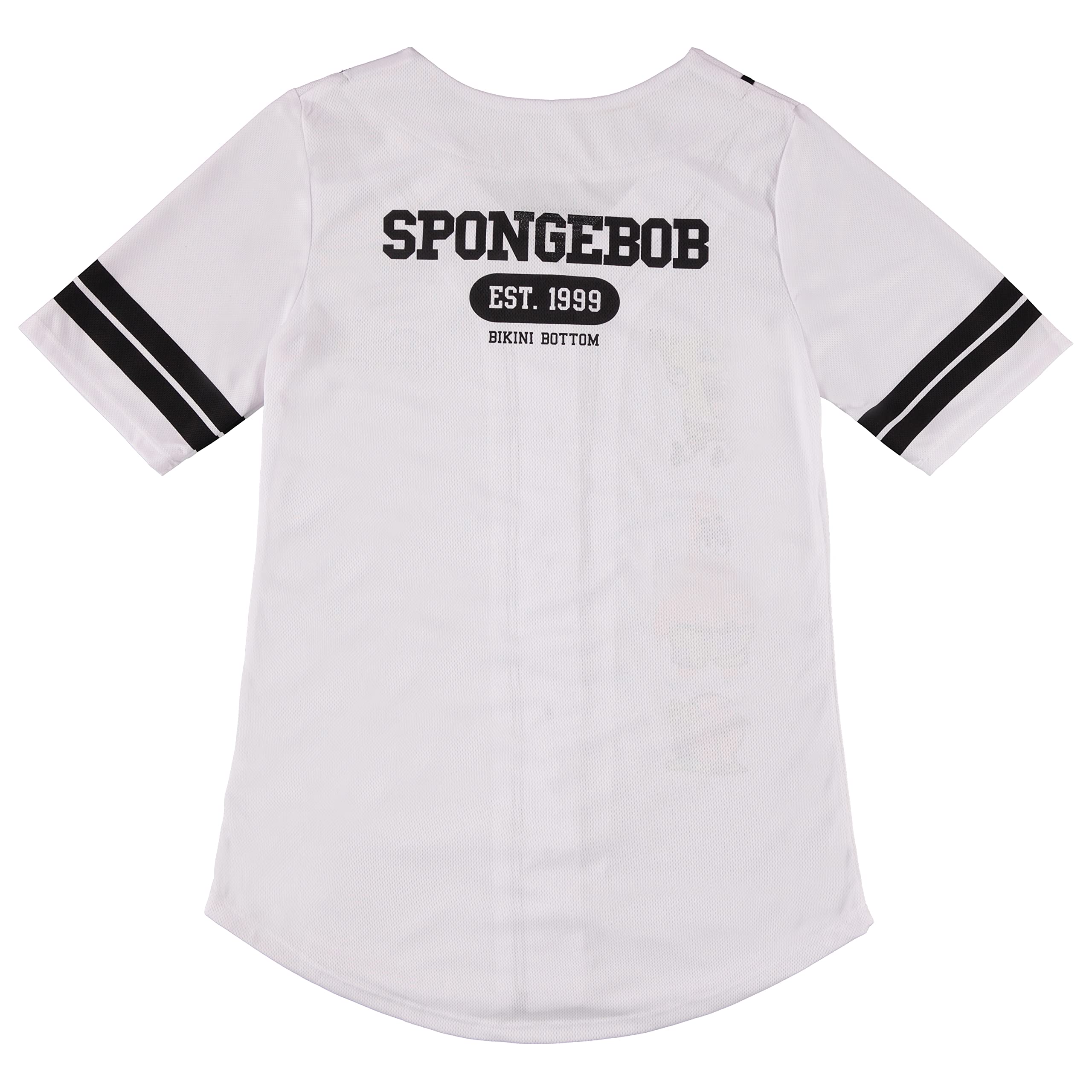 SpongeBob SquarePants Women's Baseball Jersey - Cartoon Character Tops (Spongebob, Mr Krabs, Squidward, Patrick) - Breathable Mesh Button Down Shirt for Casual Wear, Cosplay & Themed Parties