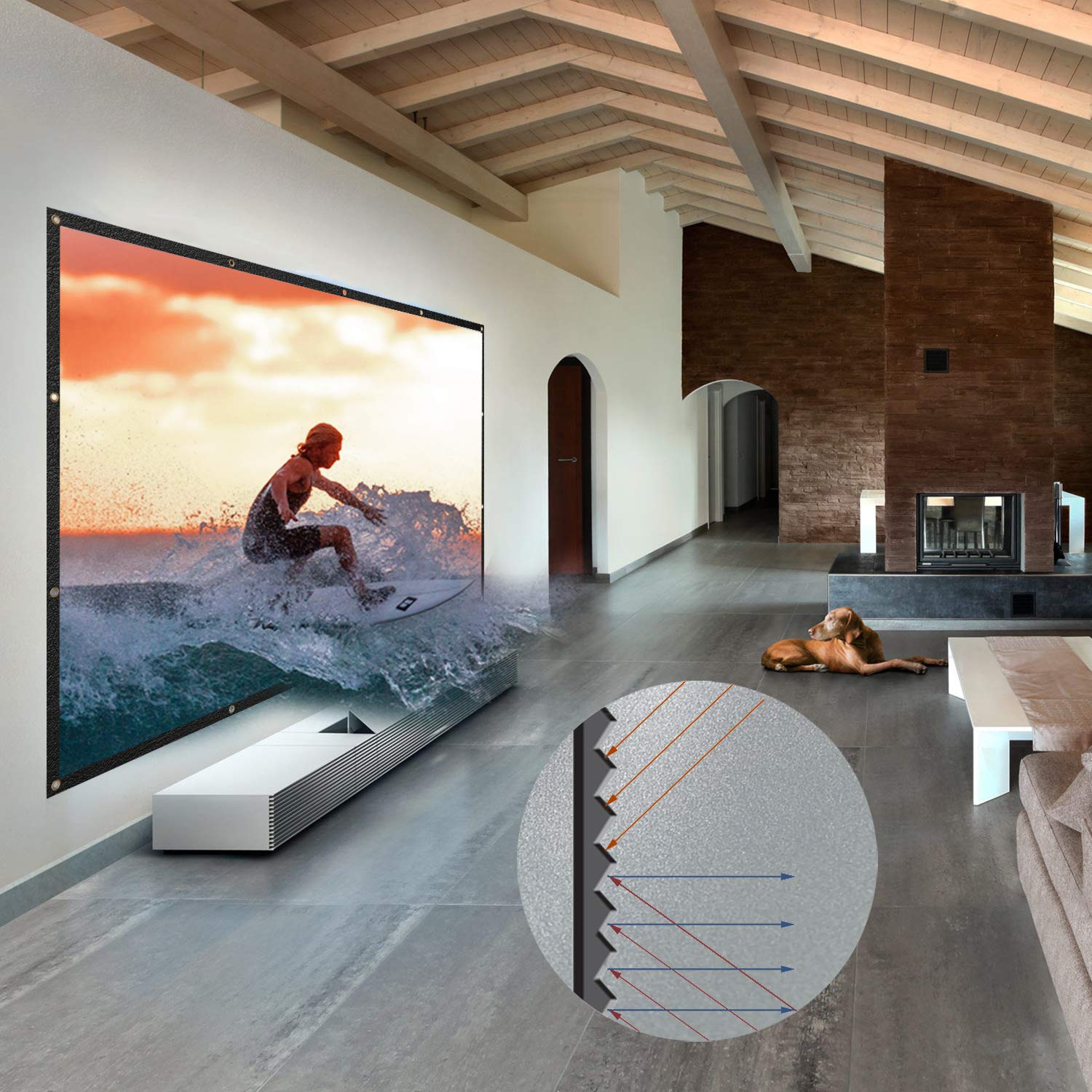 NIERBO 200 inch Projector Screen - ALR Metal Frame 2.4 Gain 3D Movie Screen 16:9 Aspect Ratio - Perfect for Home Theater, Backyard Movie Nights & Office Presentations