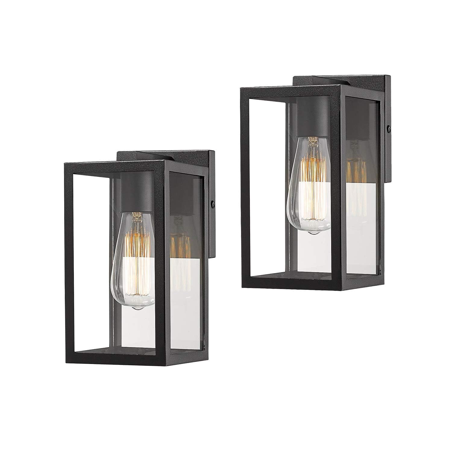 Bestshared Black Outdoor Wall Lanterns - 2 Pack Weatherproof Exterior Wall Sconce Lights for Porch, Patio, Garden, Barn & Storefront - Durable Outdoor Lighting Fixtures for Home & Commercial Use