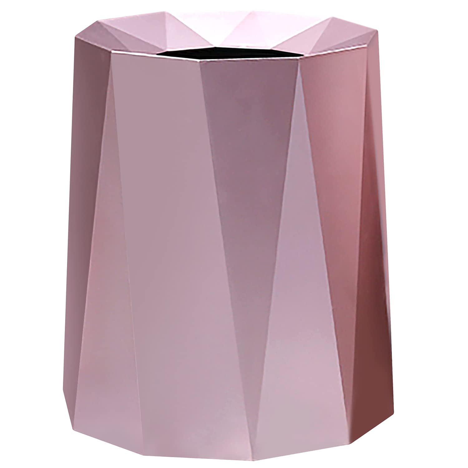 Premium Nordic Open Top Geometric Trash Can - Double Barrel Waste Bin with Removable Plastic Liner, 8L/2.1Gal Capacity - Elegant Rose Gold Garbage Can for Living Room, Bedroom & Bathroom | Perfect for Home, Office & Hotel Decor