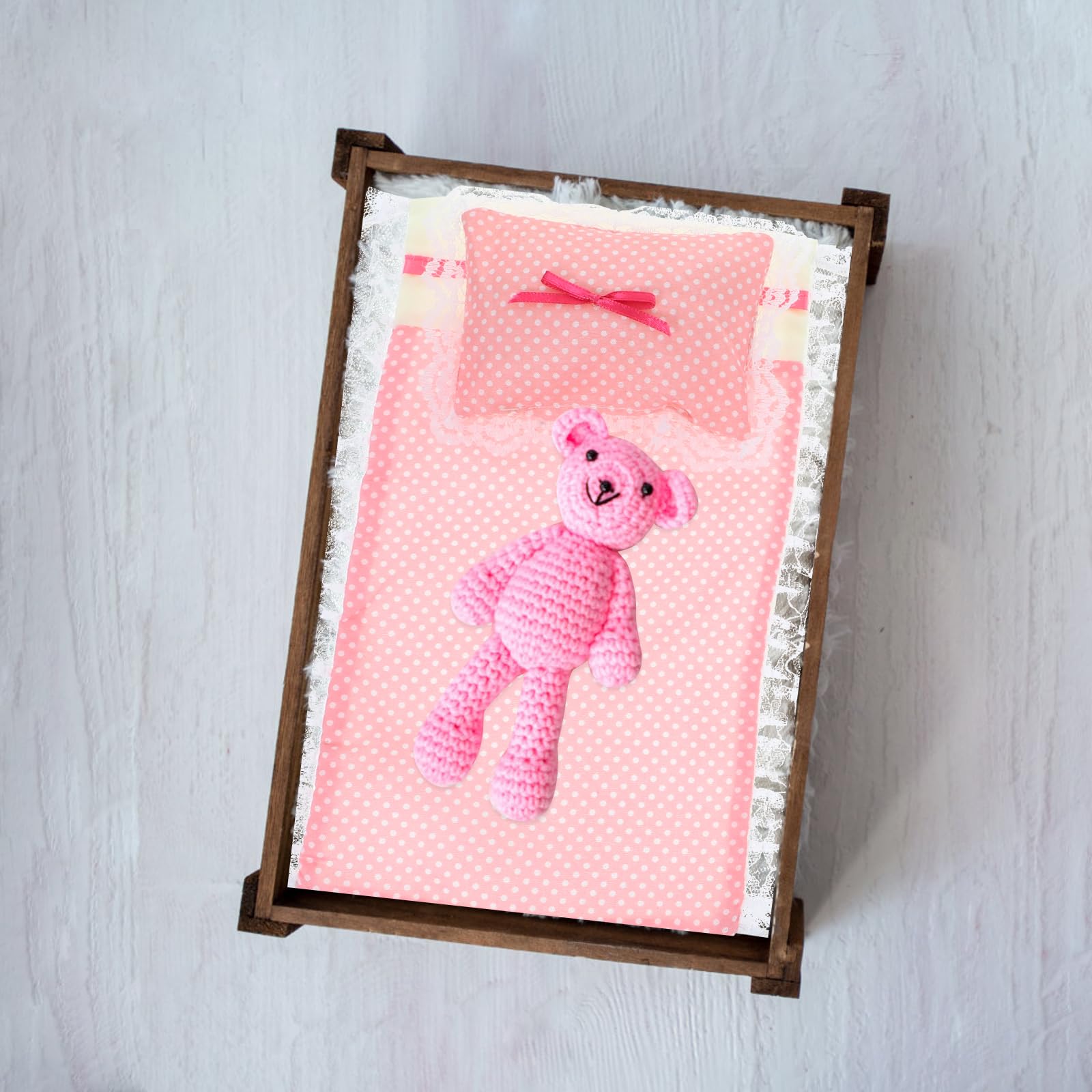 Miniature Doll Pillow and Bedding Set - 2 Pack Cotton Quilt with Small Pillows for Dollhouse | Perfect for Barbie Doll Beds, American Girl Doll Accessories & DIY Dollhouse Decor